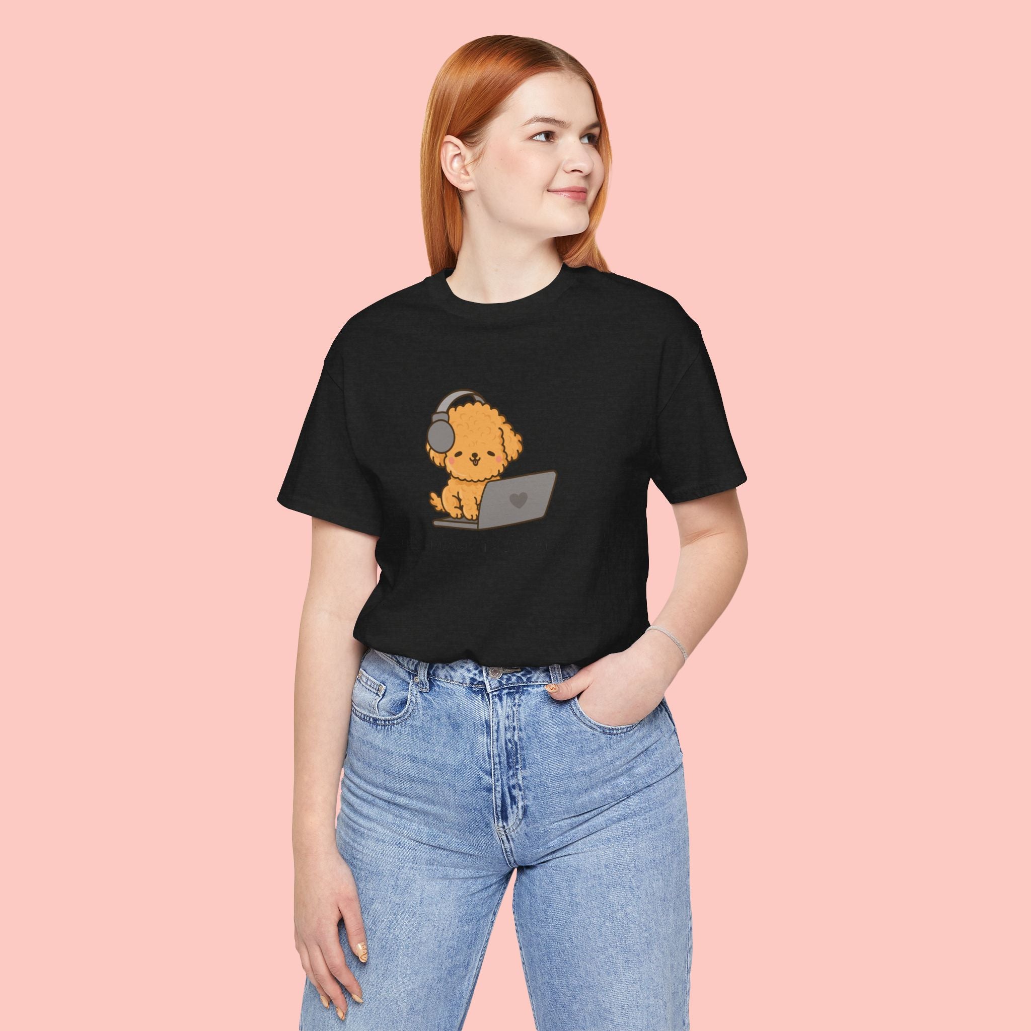 Zoom Meeting Approved Tee — Cute Puppy with Headset Laptop Graphic