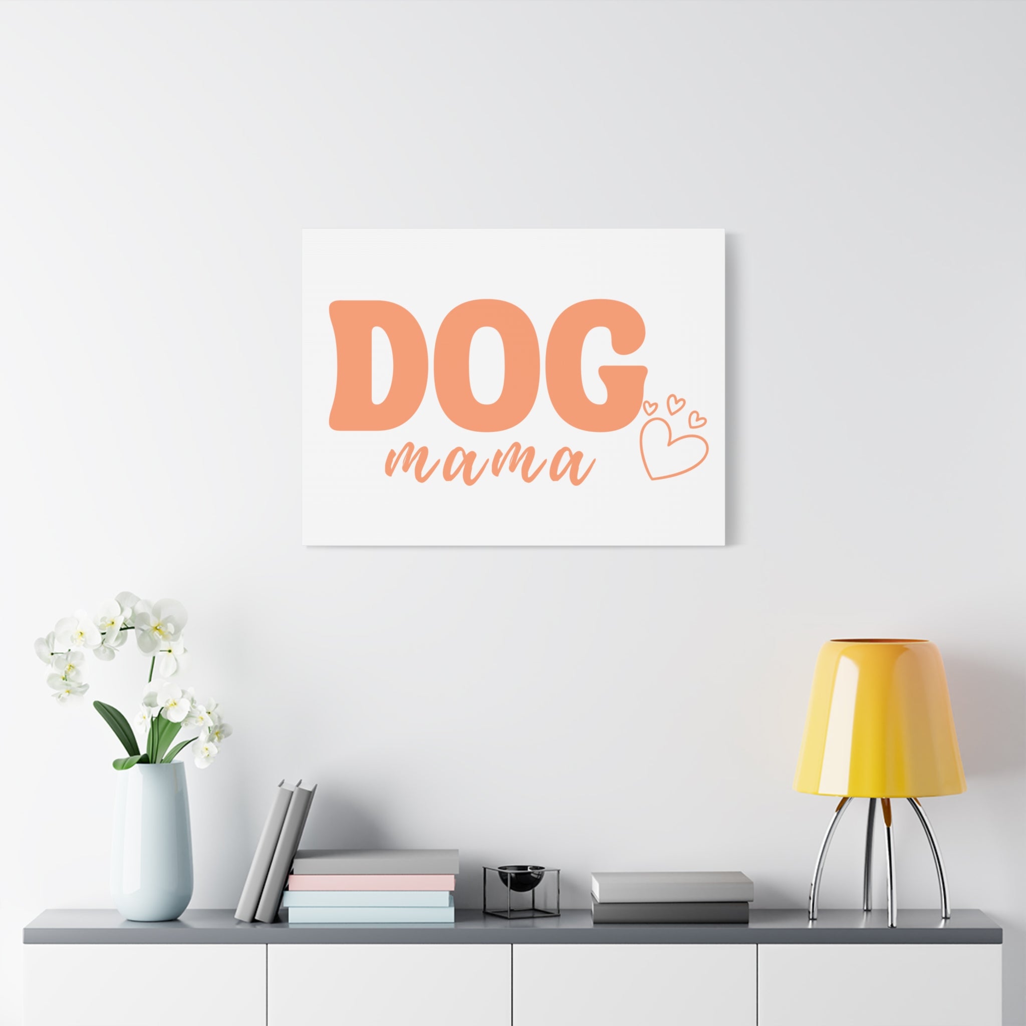 Dog Mama Matte Canvas Wall Art – Peach Script Pet Lover Decor
