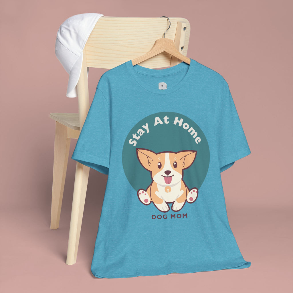 Stay At Home Dog Mom T-Shirt — Cute Corgi Graphic Tee