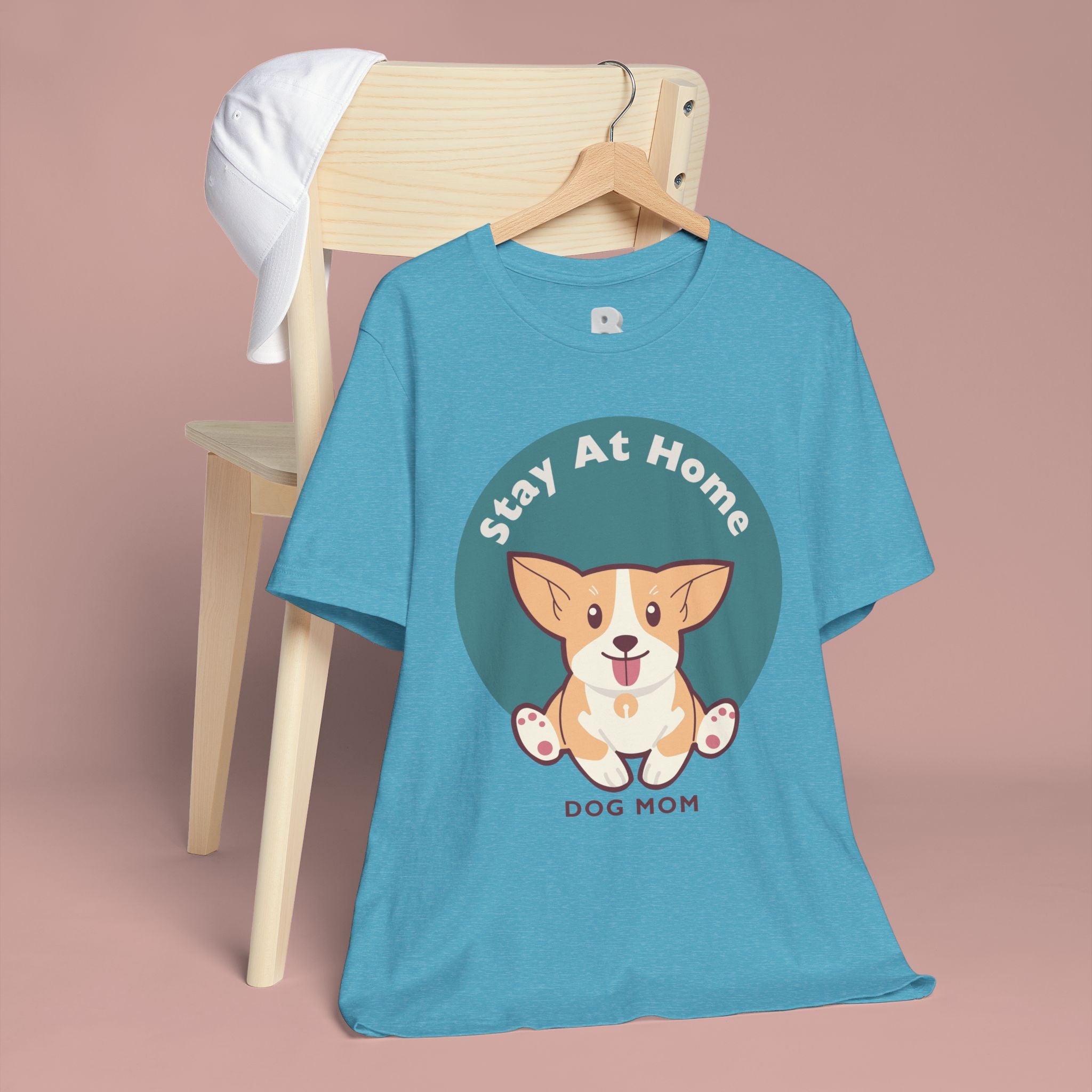 Stay At Home Dog Mom T-Shirt — Cute Corgi Graphic Tee