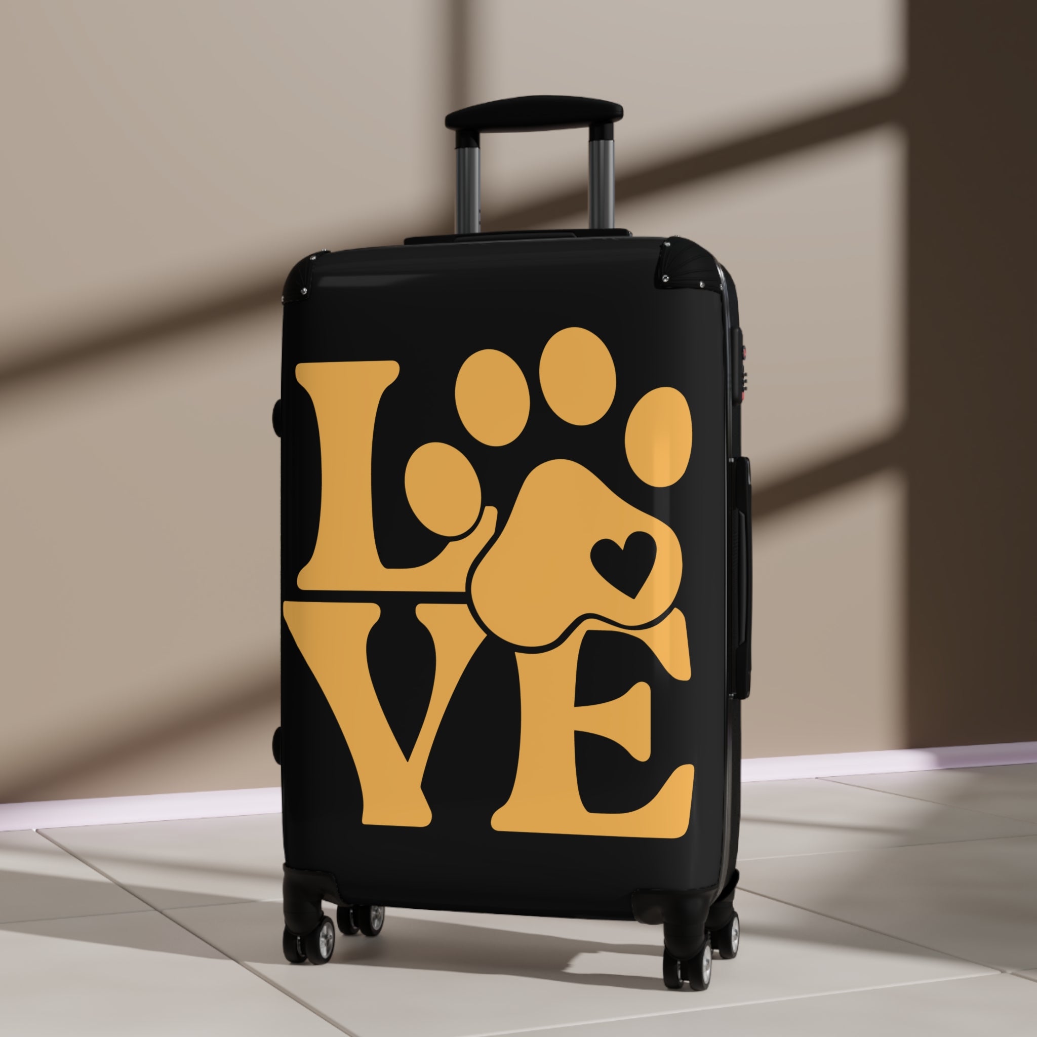 Pet Lover "LOVE" Paw Print Suitcase — Carry-On Luggage for Dog & Cat Owners