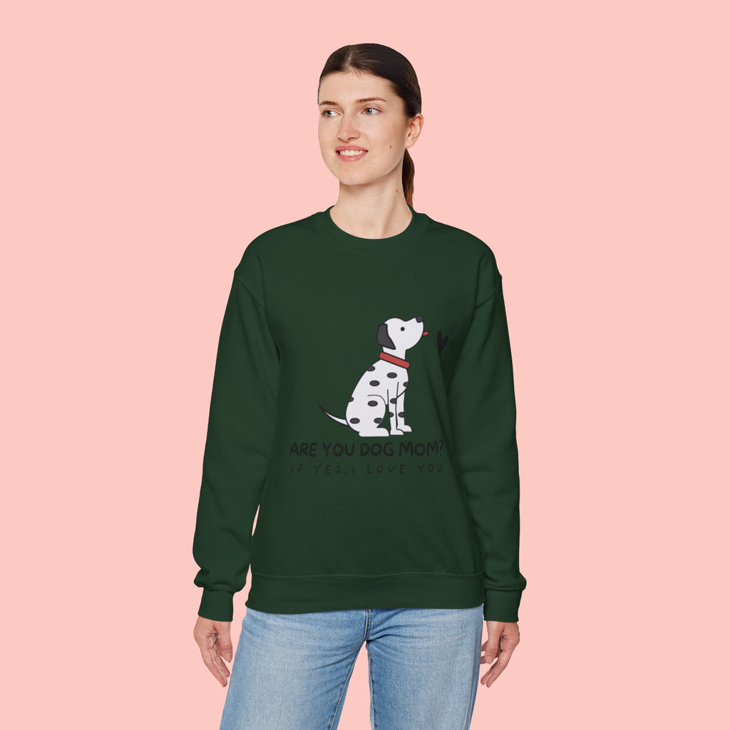 Are You Dog Mom? Cute Dalmatian Crewneck Sweatshirt for Dog Lovers