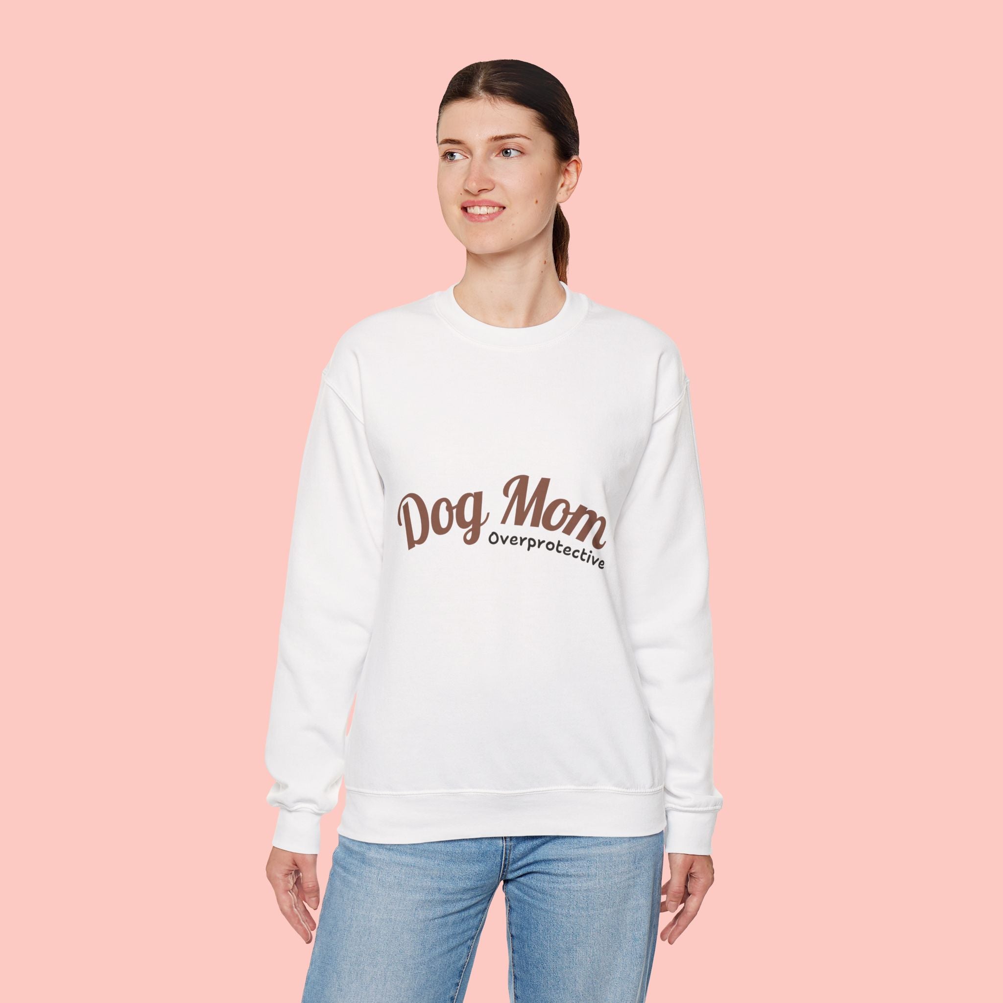 Dog Mom Crewneck Sweatshirt — "Overprotective" Cozy Pet Lover Pullover