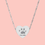 Heart Necklace — Engraved "Dog Mom" Paw Print Pendant