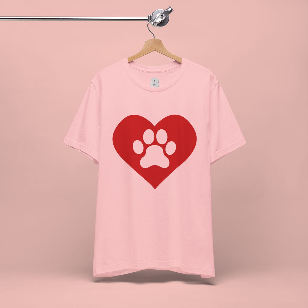 Pet Lover T-Shirt — Red Heart Paw Print Tee