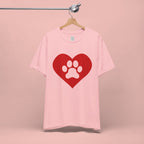 Pet Lover T-Shirt — Red Heart Paw Print Tee