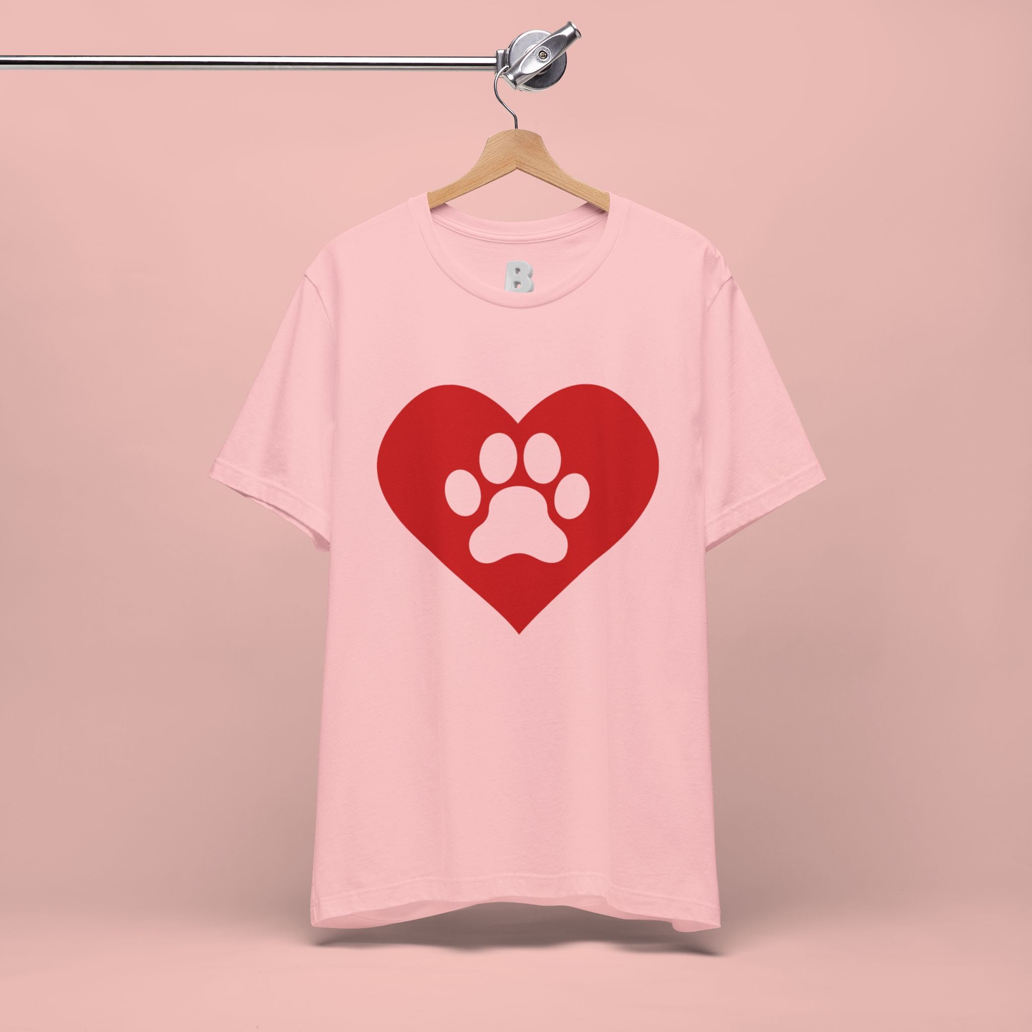 Pet Lover T-Shirt — Red Heart Paw Print Tee