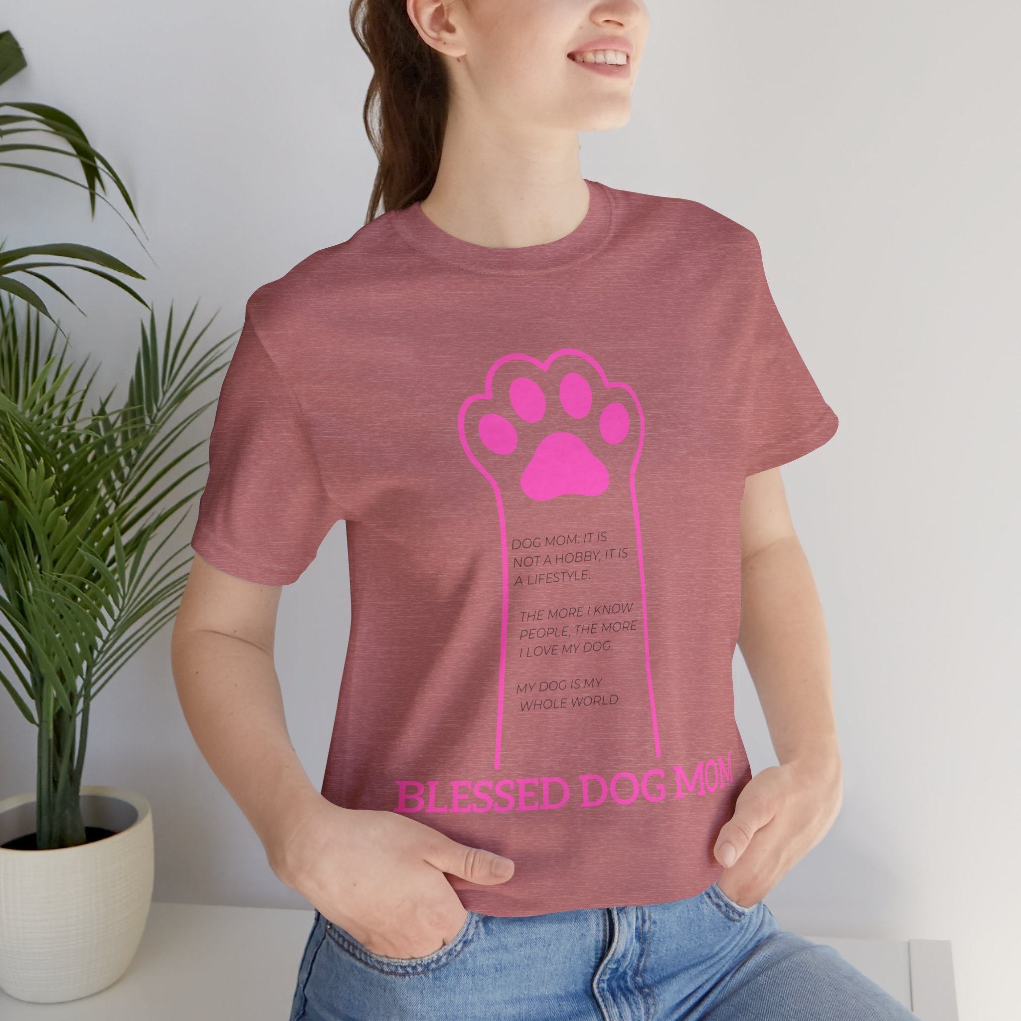 Blessed Dog Mom T-Shirt — Pink Paw Graphic Tee