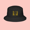 Dog Mom Embroidered Bucket Hat – Paw Print Floral Design