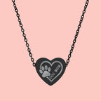 Engraved Paw Print Heart Necklace — 'Love You' Pet Memorial Pendant