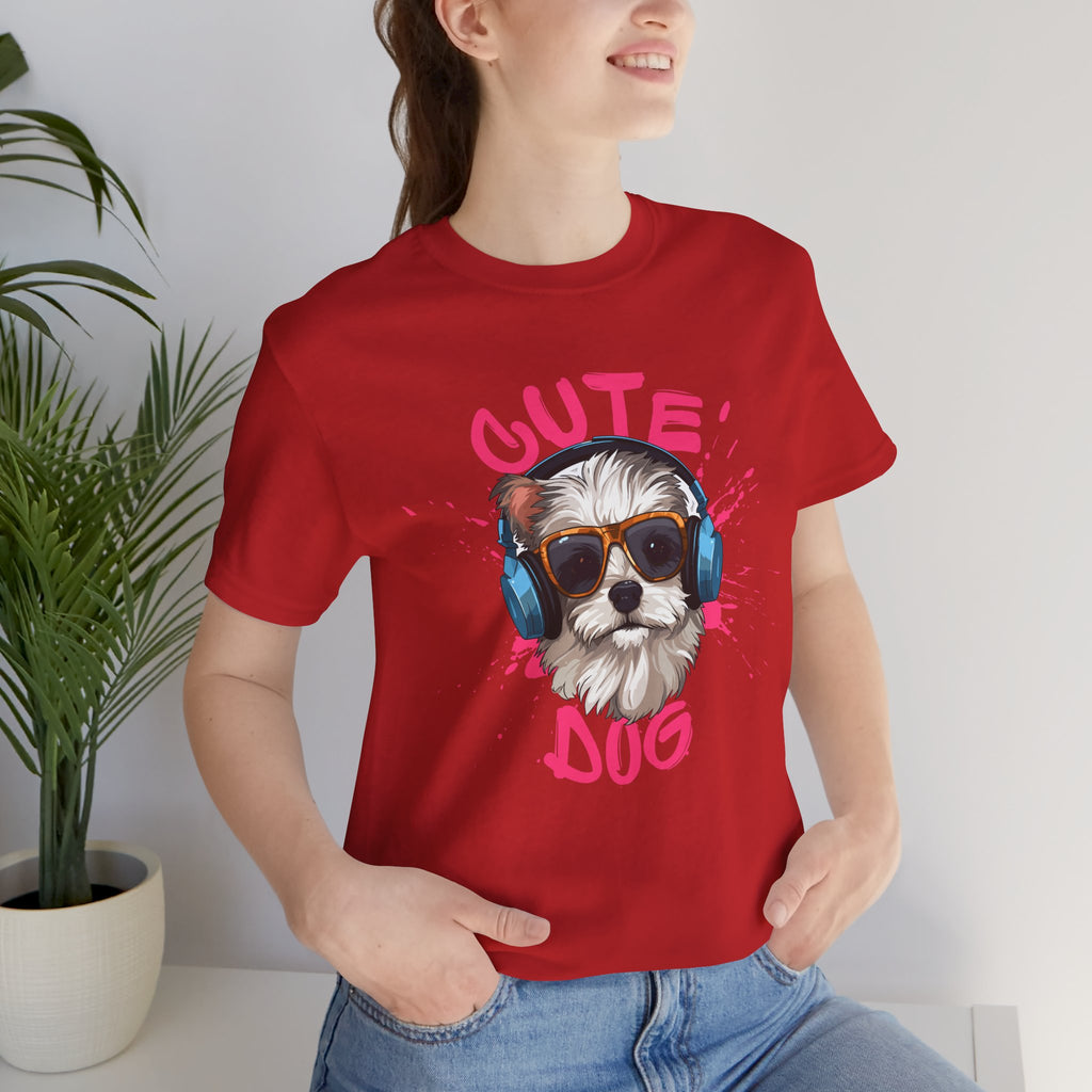 Cute Dog Tee — Headphones Puppy Graphic T-Shirt