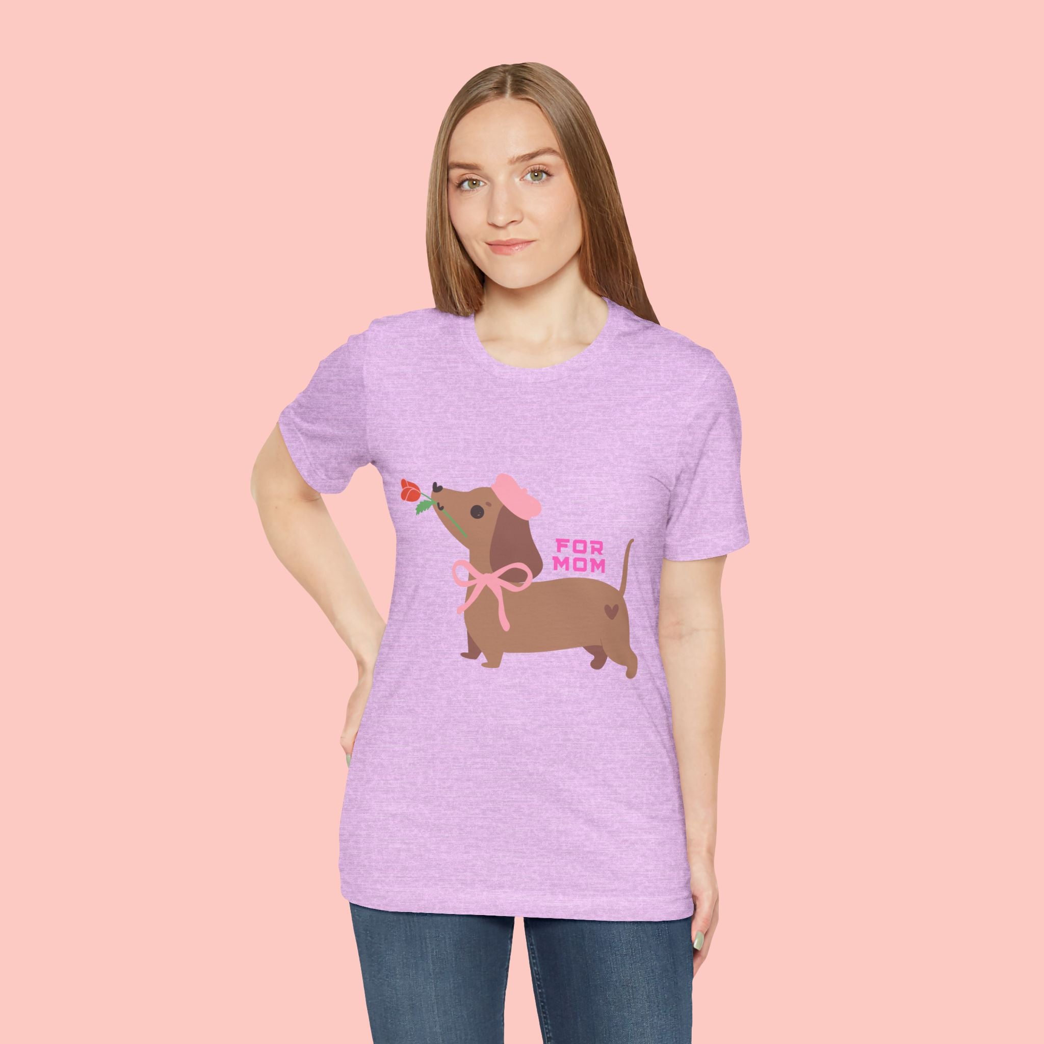 Mommy’s Dachshund Tee – Cute Dog with Rose “For Mom” Shirt