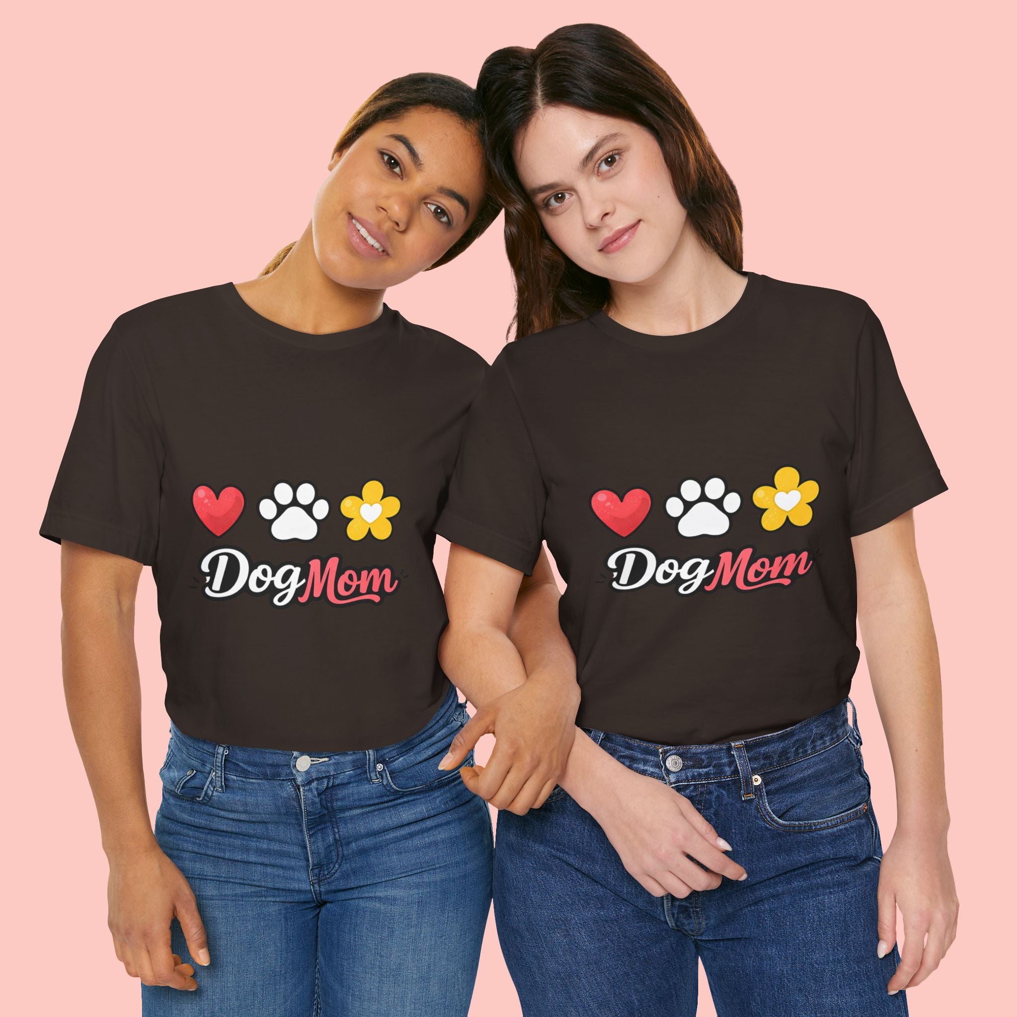 Dog Mom T-Shirt – Heart, Paw & Flower Graphic Tee