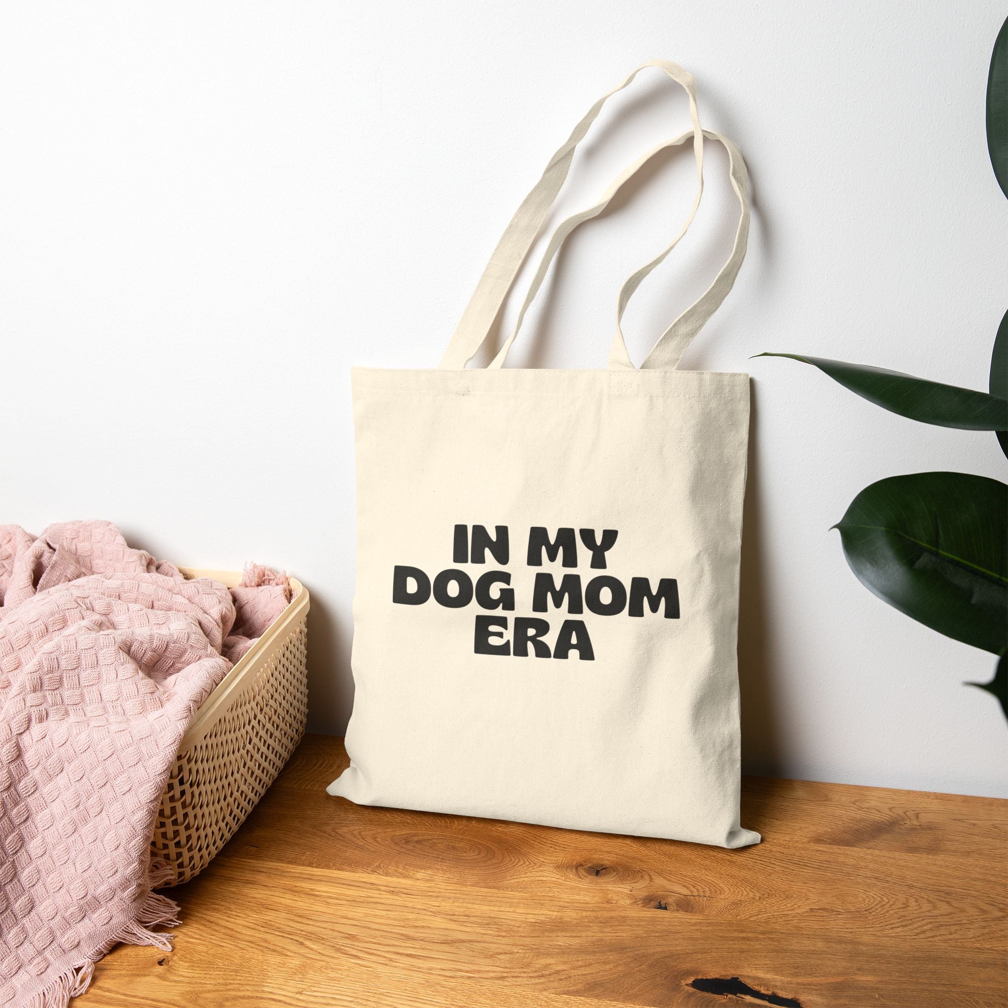 Tote Bag — "In My Dog Mom Era" Canvas Tote for Dog Moms, Reusable Grocery & Everyday Carry