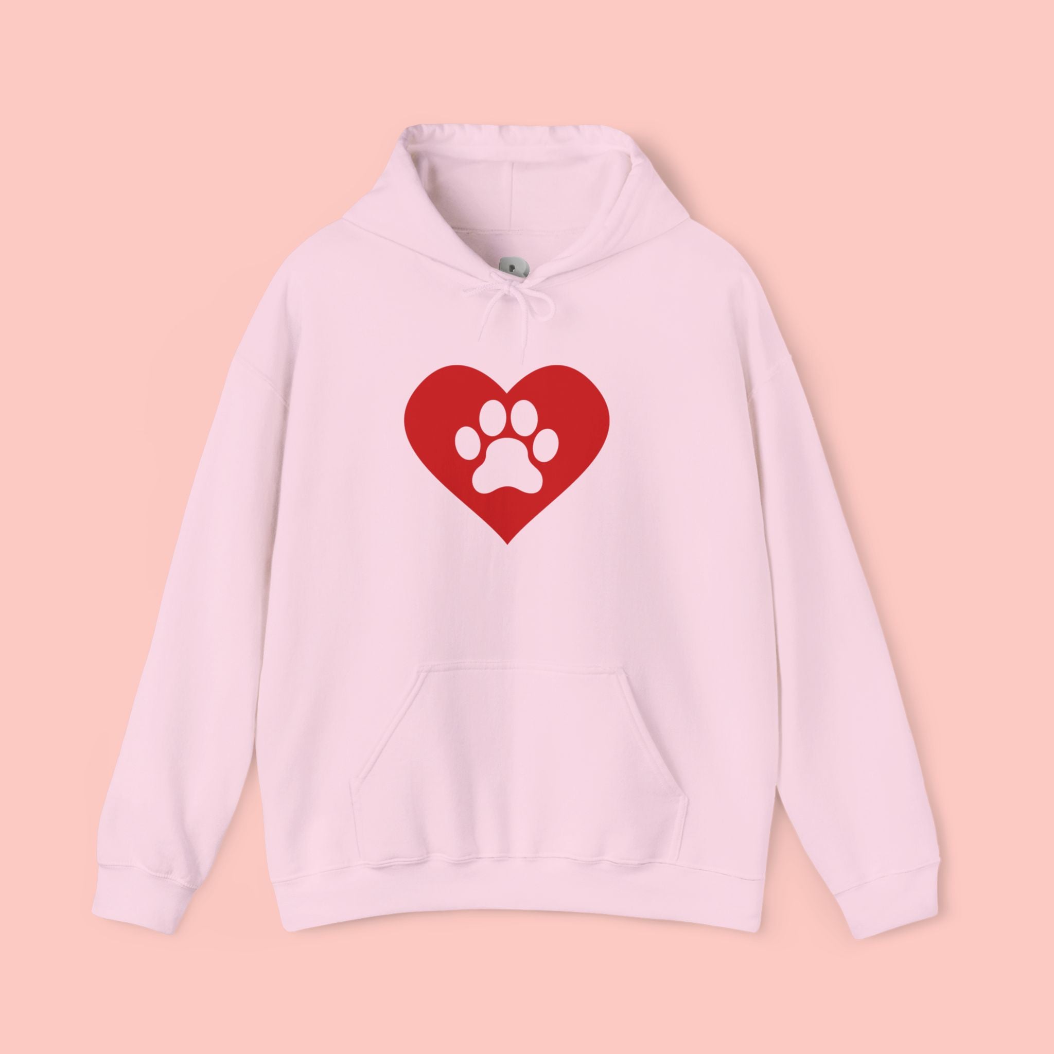Heart Paw Hoodie — Cute Red Paw Print Animal Lover Sweatshirt