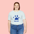 Dog Mom Paw Print T-Shirt — Distressed Blue Design