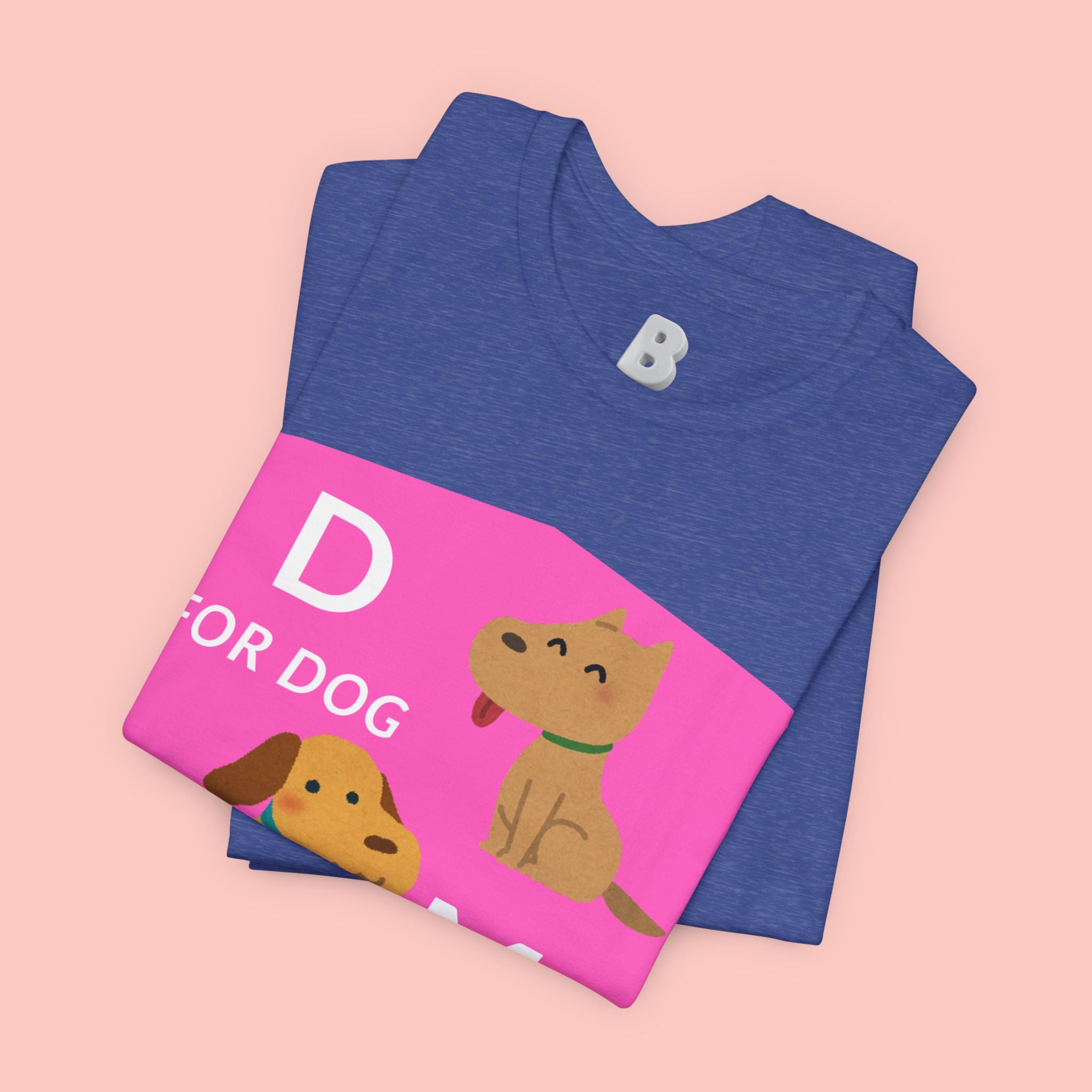 Dog Mom T-Shirt — Cute Pink "D for Dog, M for Mom" Graphic Tee