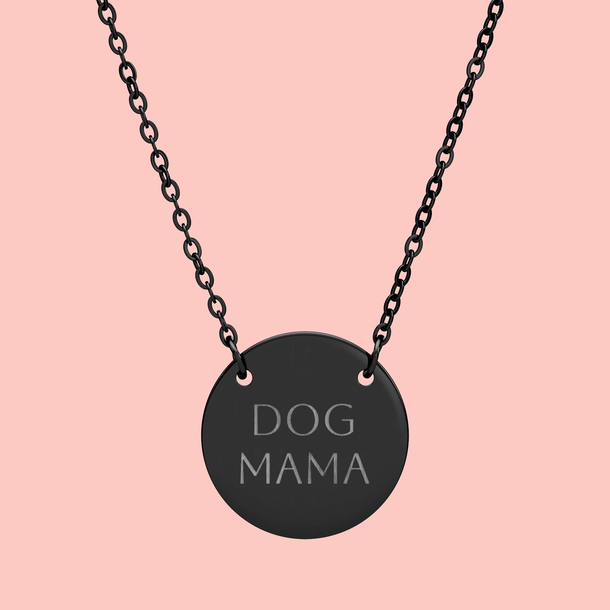 Dog Mama Engraved Circle Necklace — Personalized Pet Lover Pendant