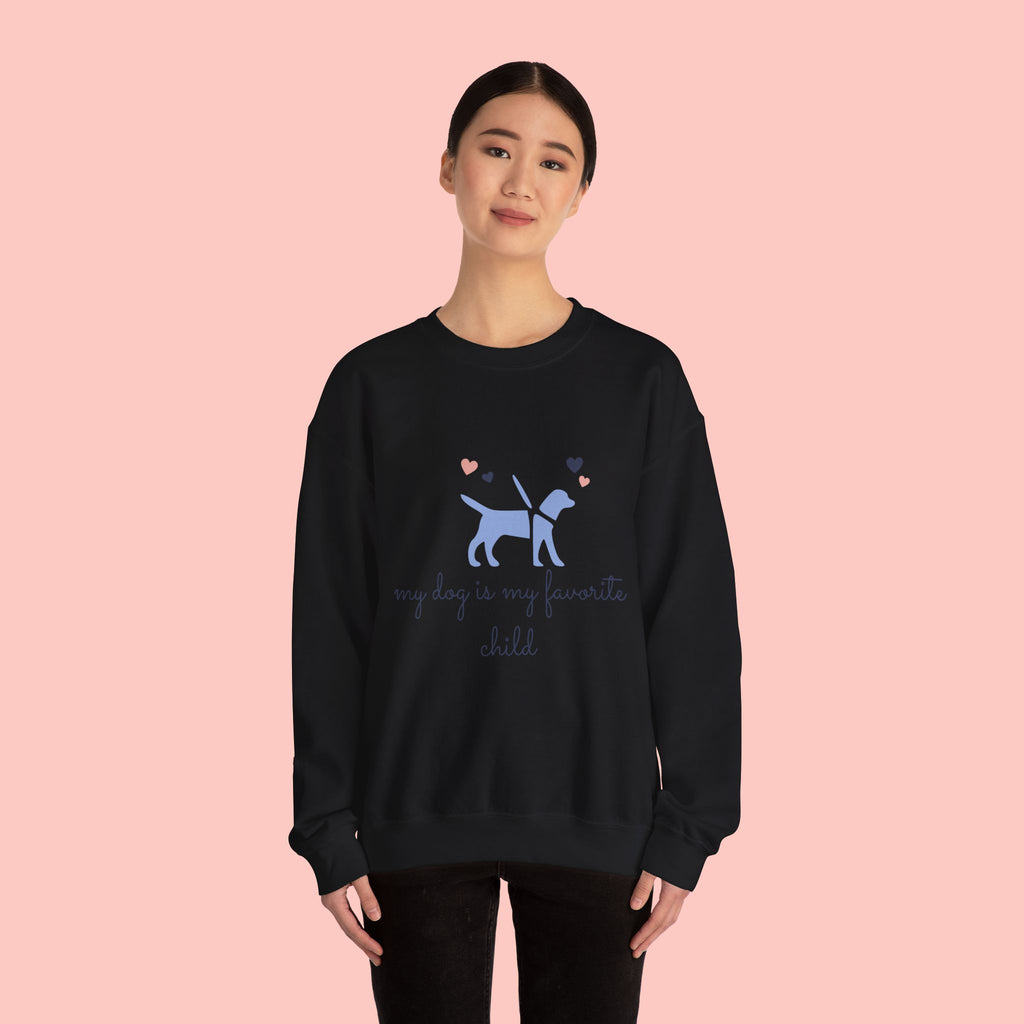 Dog Lover Crewneck Sweatshirt - "My Dog Is My Favorite Child" Graphic