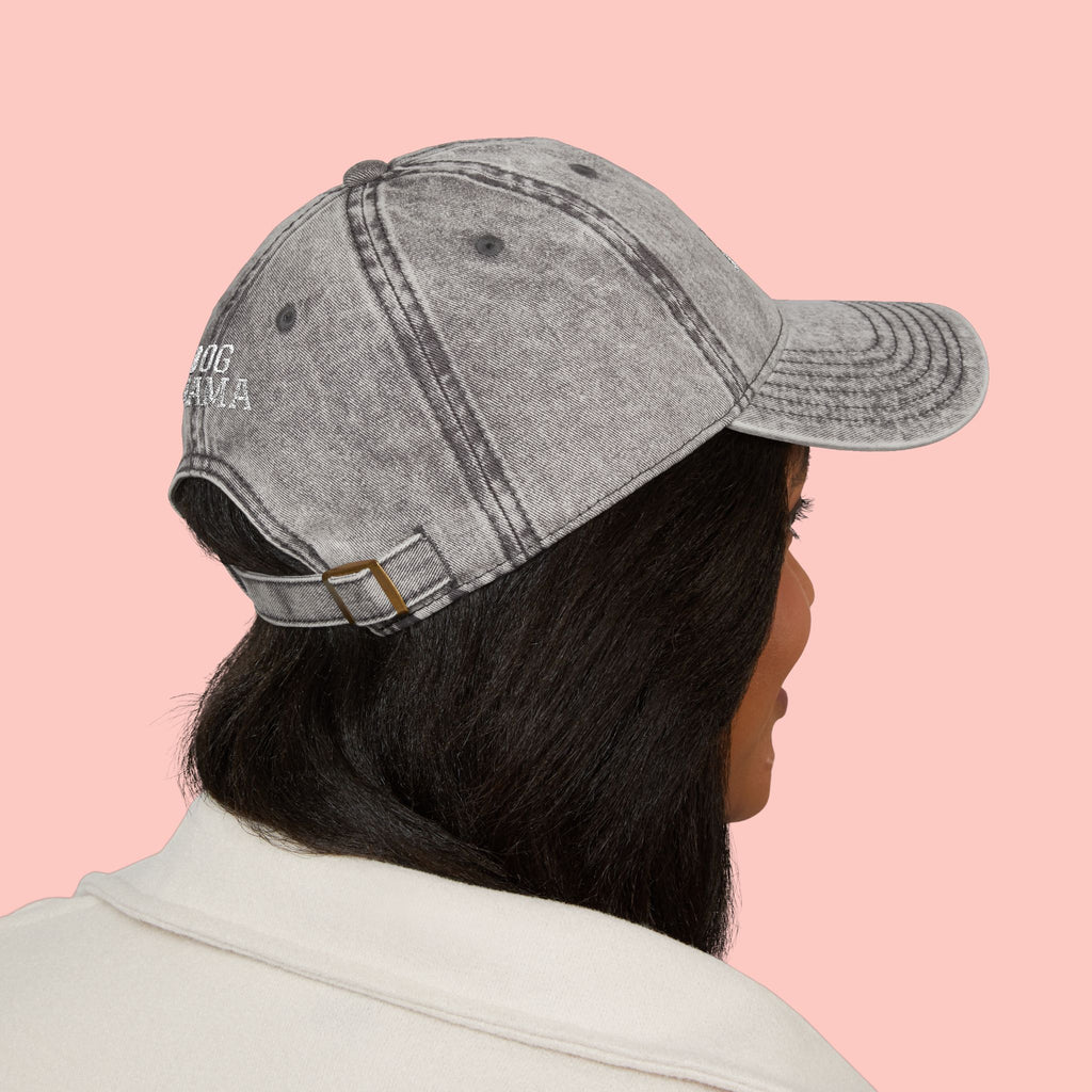 Dog Mama Vintage Embroidered Cap — Washed Baseball Hat for Dog Lovers