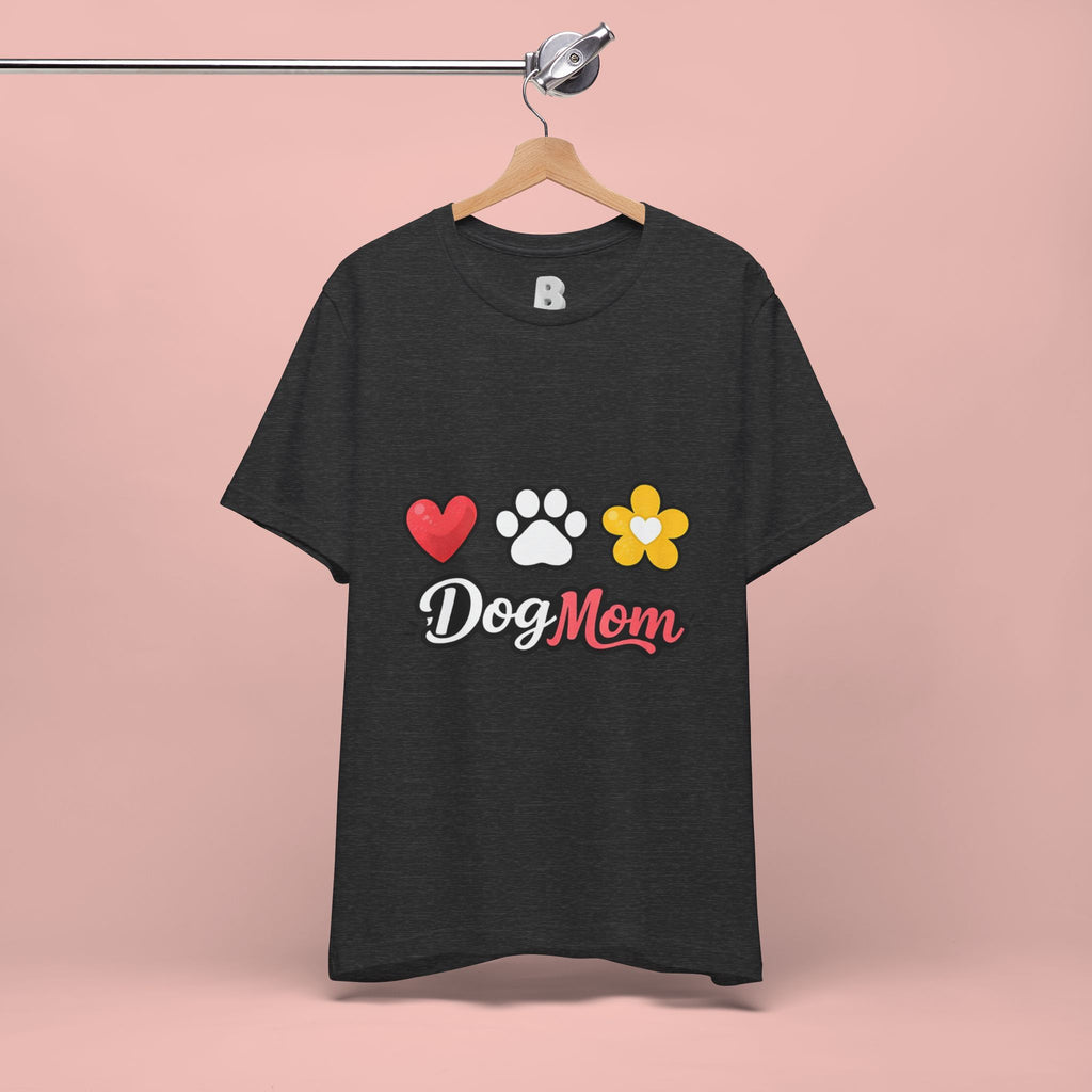 Dog Mom T-Shirt – Heart, Paw & Flower Graphic Tee