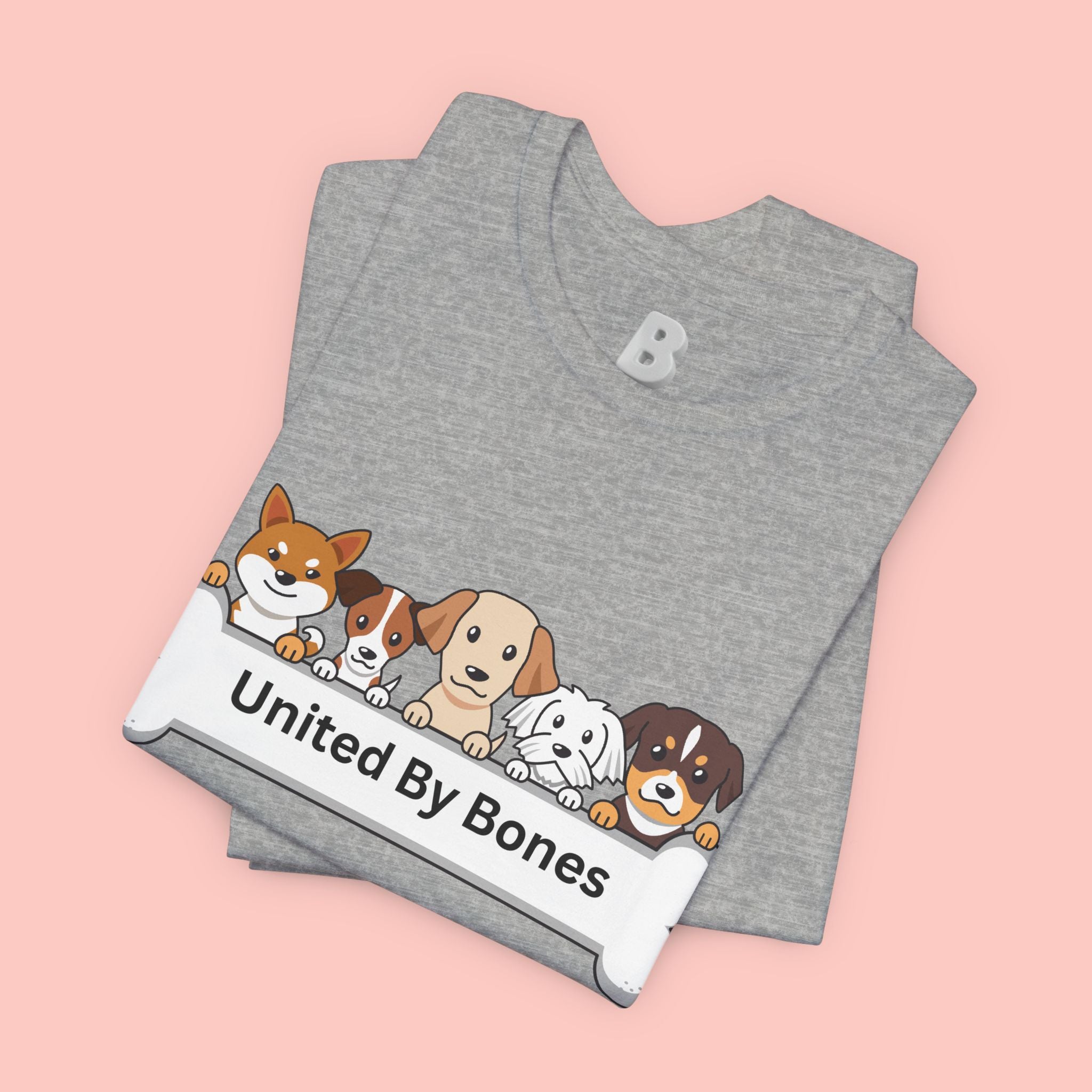 Dog Lover T‑Shirt — "United By Bones" Cute Cartoon Dogs Tee
