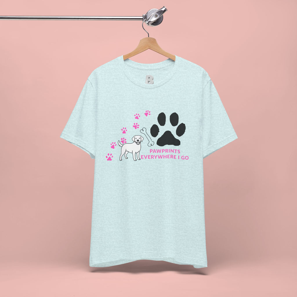 Dog Pawprint T-Shirt — "Pawprints Everywhere I Go" Cute Pet Lover Tee