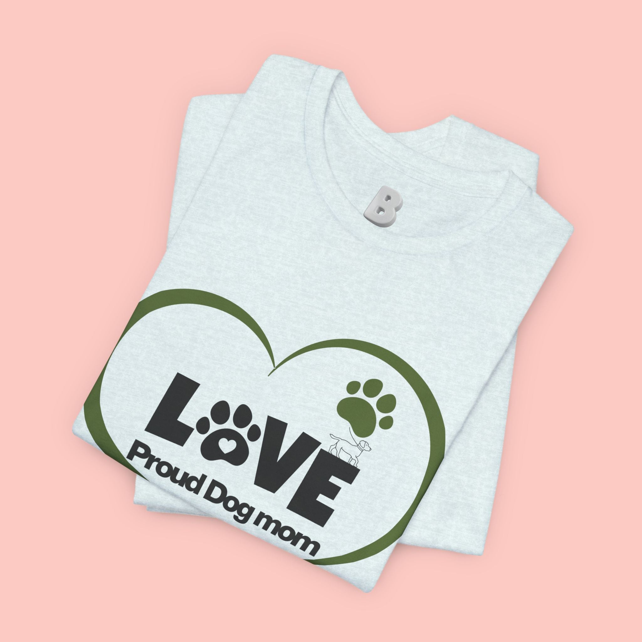 Dog Mom Love T-Shirt — "LOVE Proud Dog Mom" Heart Paw Tee