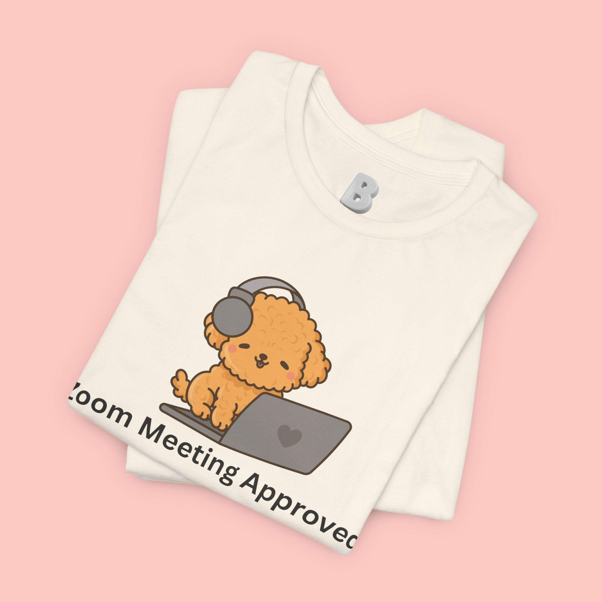Zoom Meeting Approved Tee — Cute Puppy with Headset Laptop Graphic