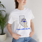 Dog Lover T-Shirt — "Love with my dog." Paw Print Graphic