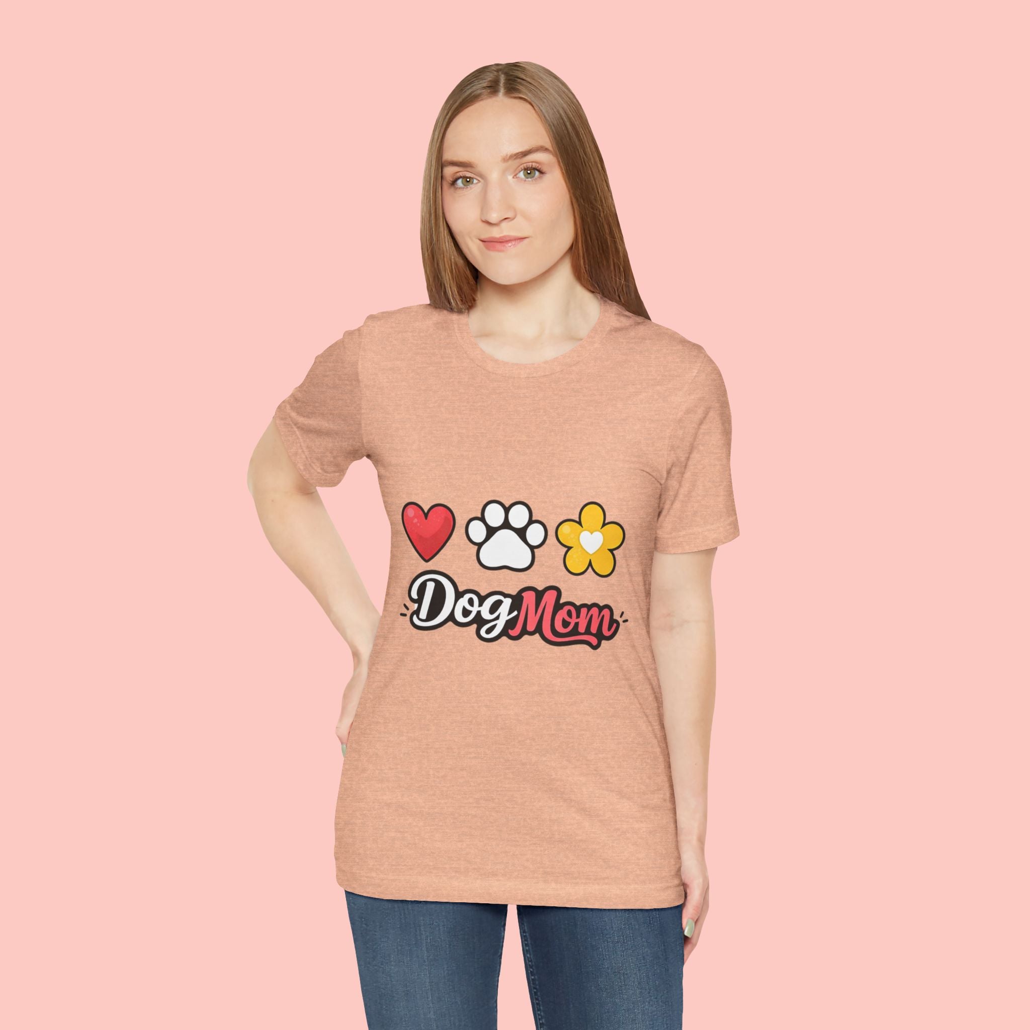 Dog Mom T-Shirt – Heart, Paw & Flower Graphic Tee