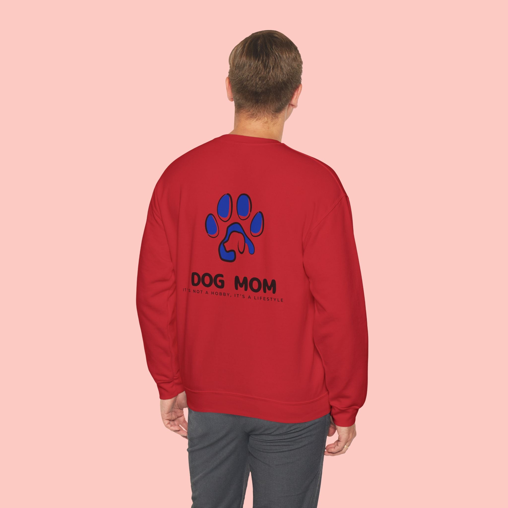 Dog Mom Crewneck Sweatshirt — Blue Paw Graphic