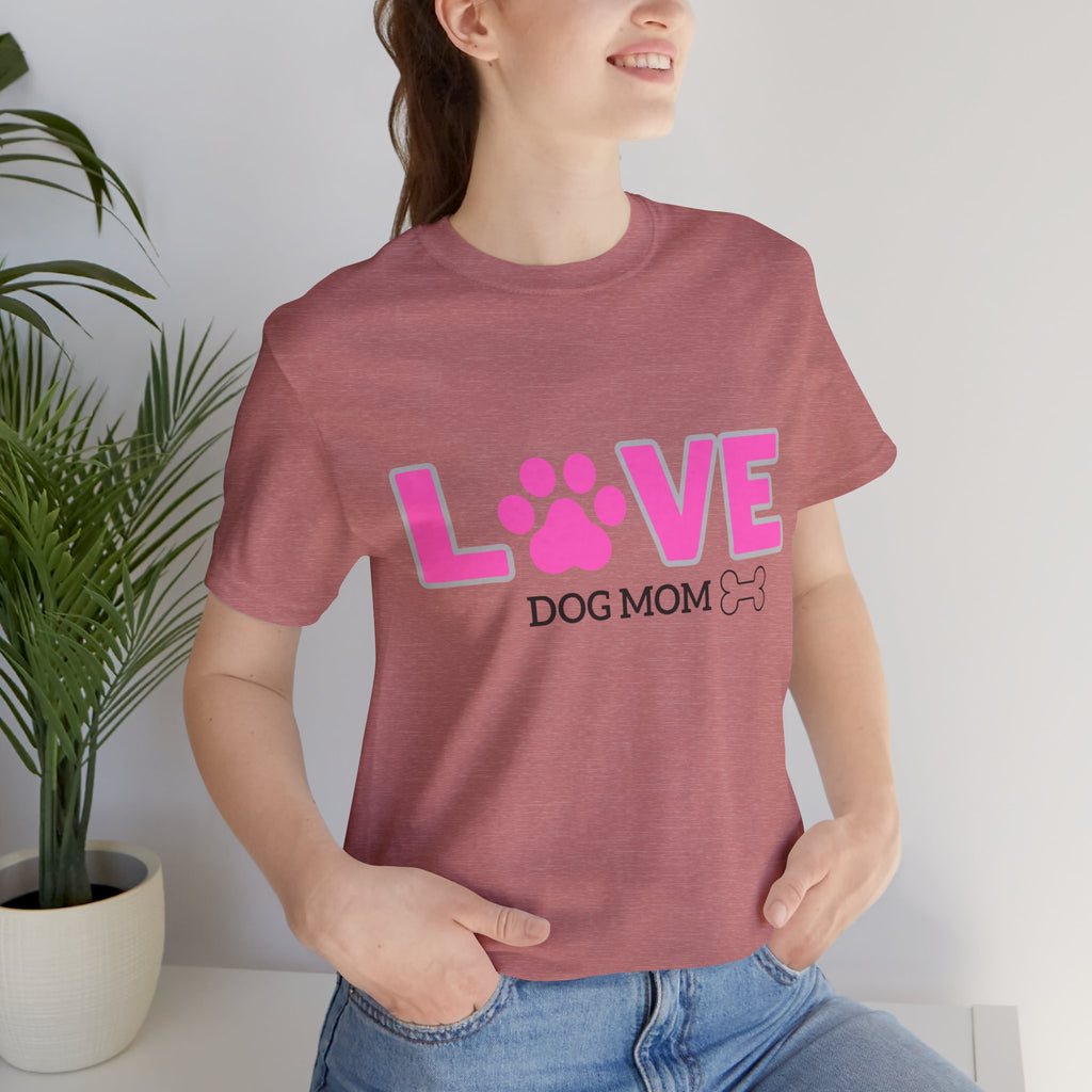 Love Dog Mom T-Shirt — Pink Paw Graphic Tee