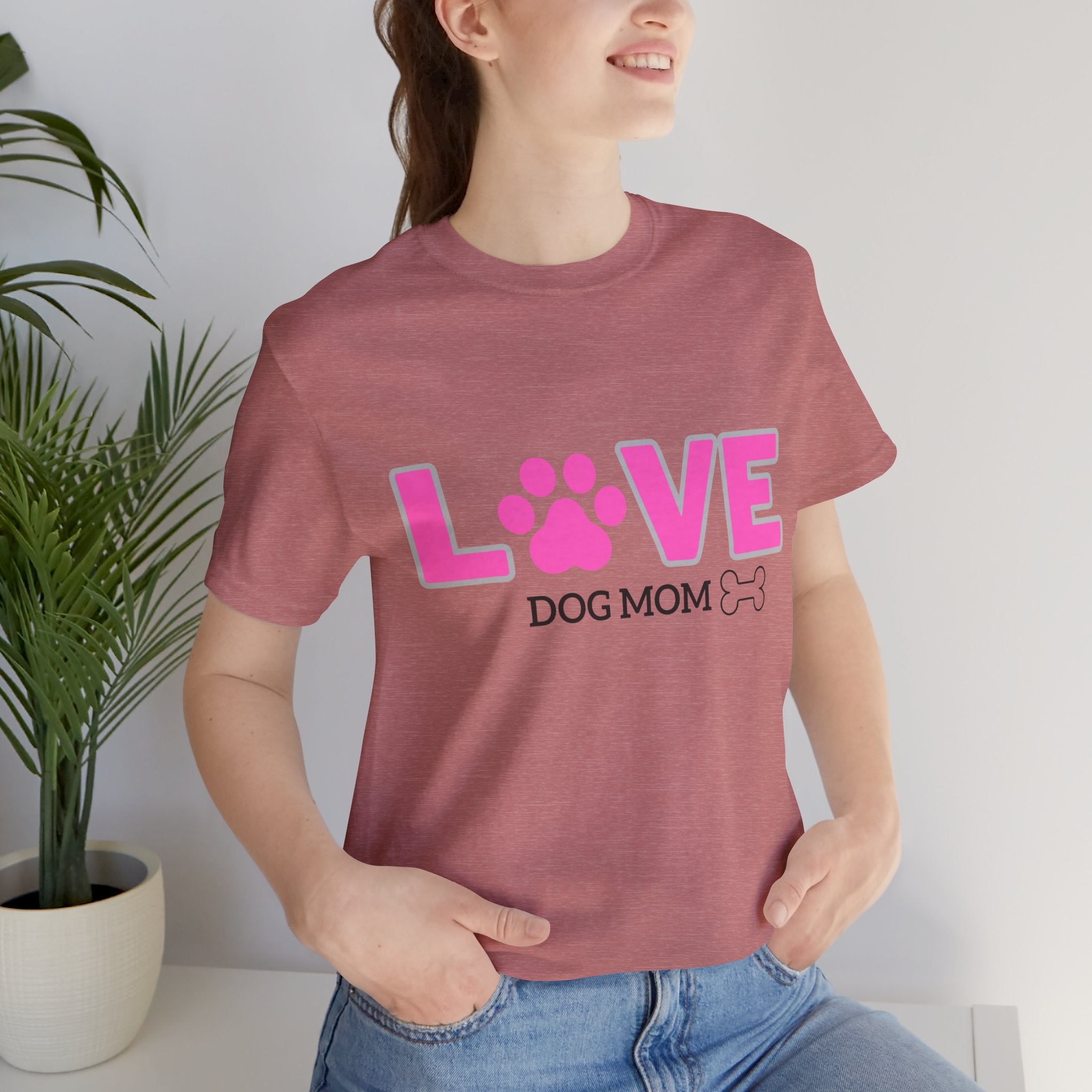 Love Dog Mom T-Shirt — Pink Paw Graphic Tee