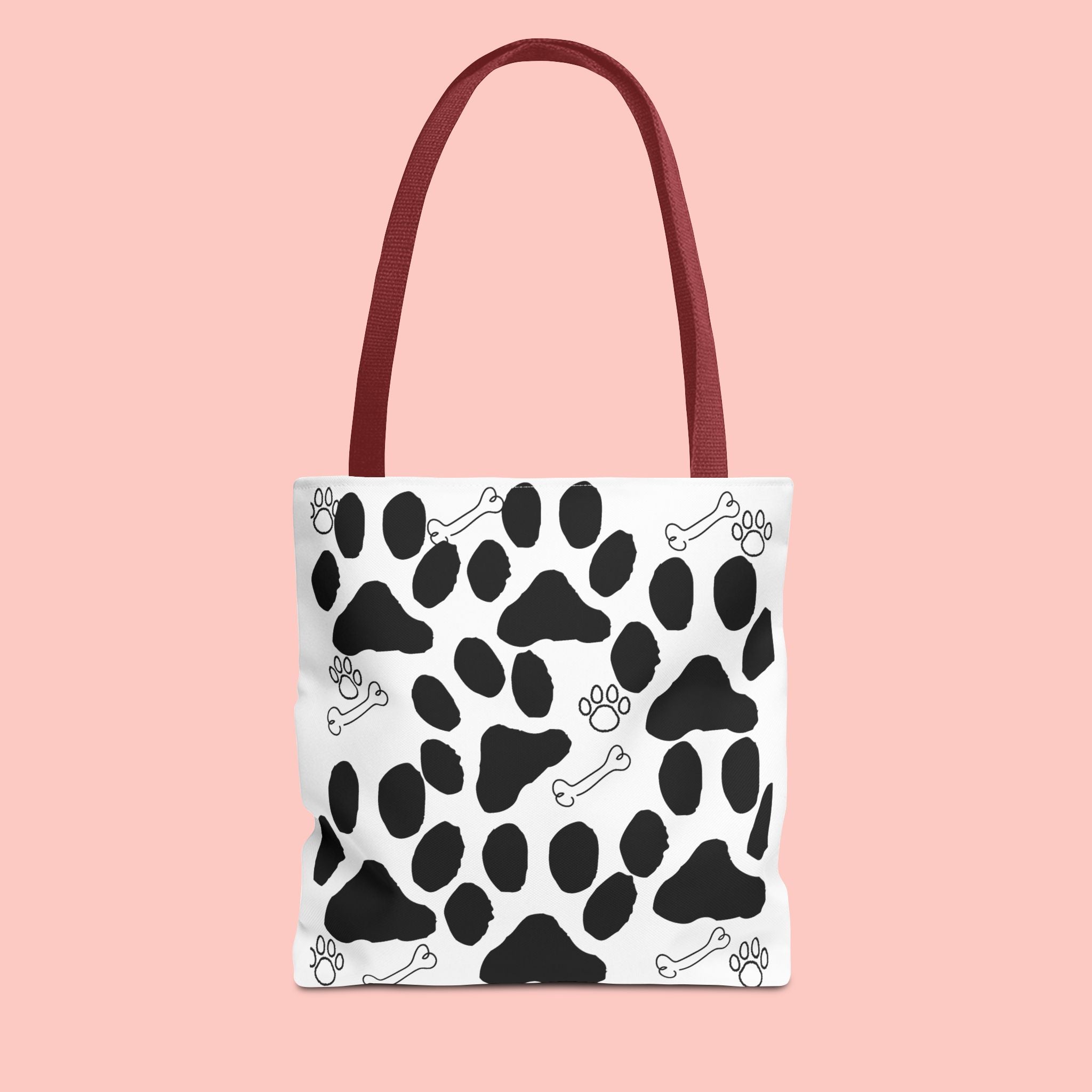 Dalmatian Paw Print Tote Bag — Dog Bones & Paw Pattern AOP Tote