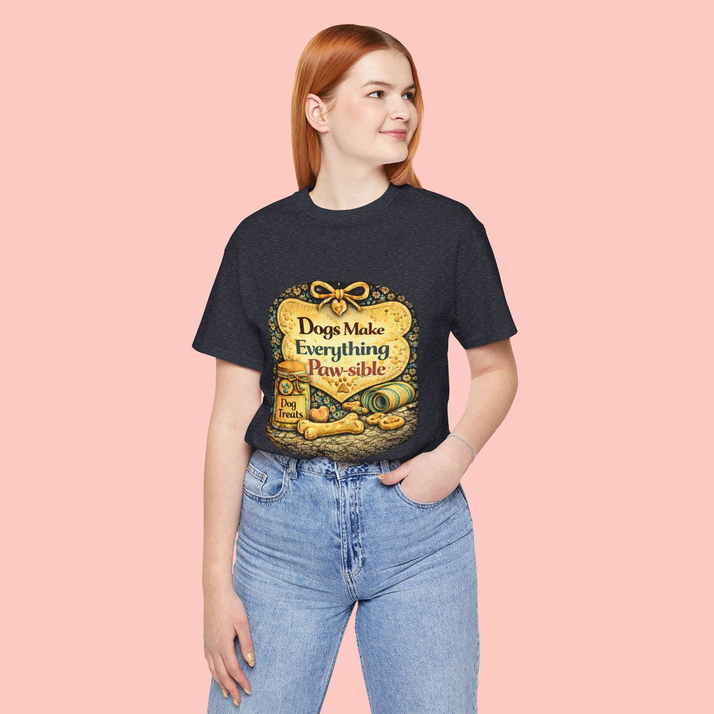 Dog Lover T‑Shirt – "Dogs Make Everything Paw‑sible" Vintage Pet Rescue Tee