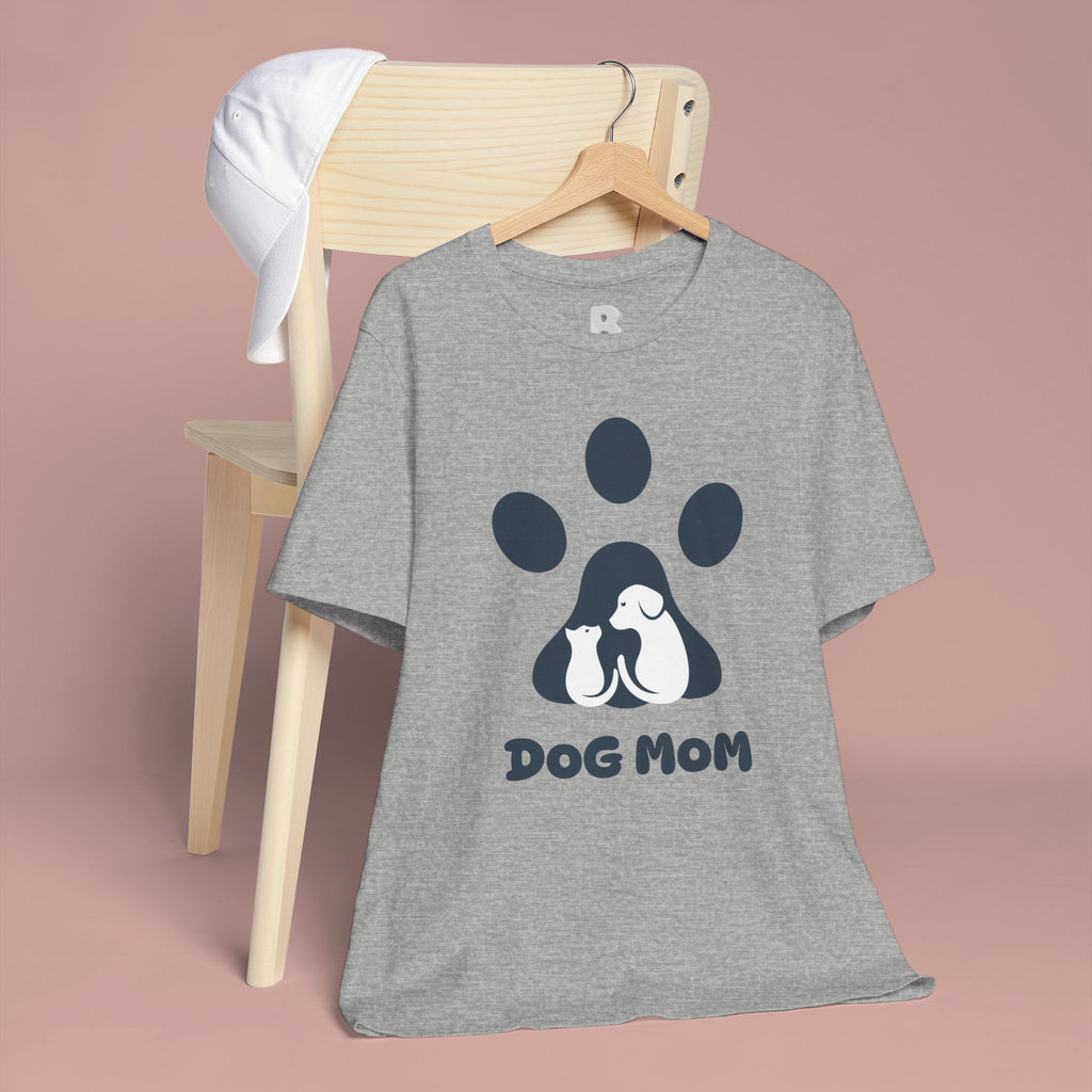 Dog Mom T‑Shirt — Paw Print with Dog & Puppy Graphic