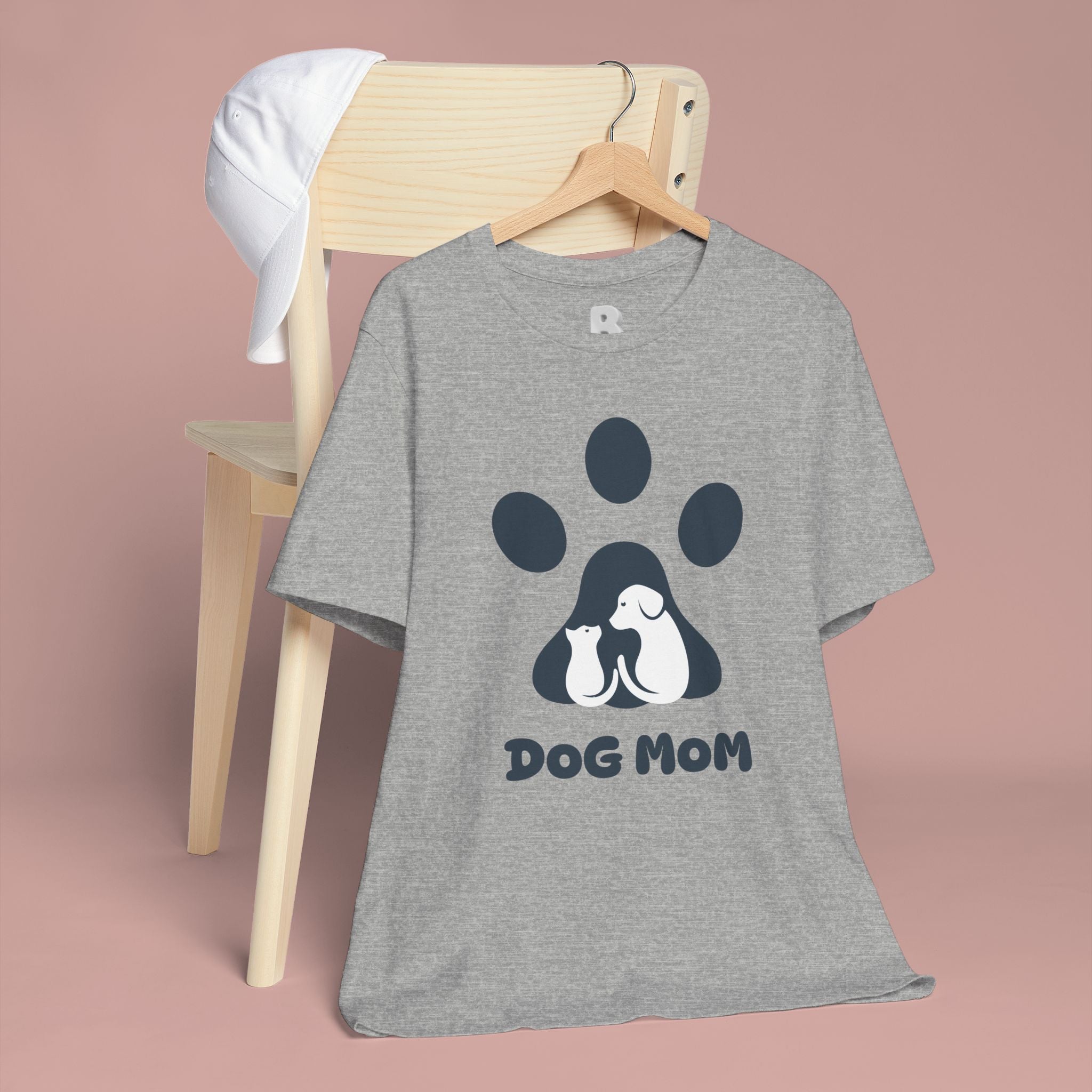 Dog Mom T‑Shirt — Paw Print with Dog & Puppy Graphic
