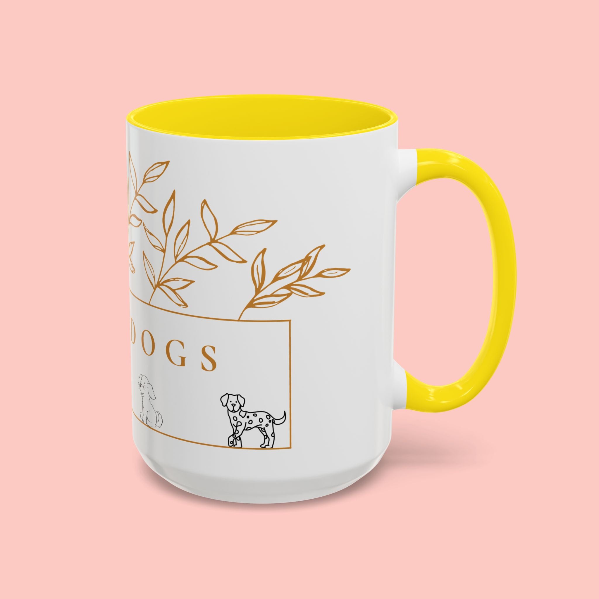 I Love Dogs Accent Coffee Mug — Gold Leaf Dog Lover Ceramic Mug (11oz & 15oz)