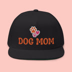Dog Mom Embroidered Flat Bill Cap – Paw & Heart Snapback