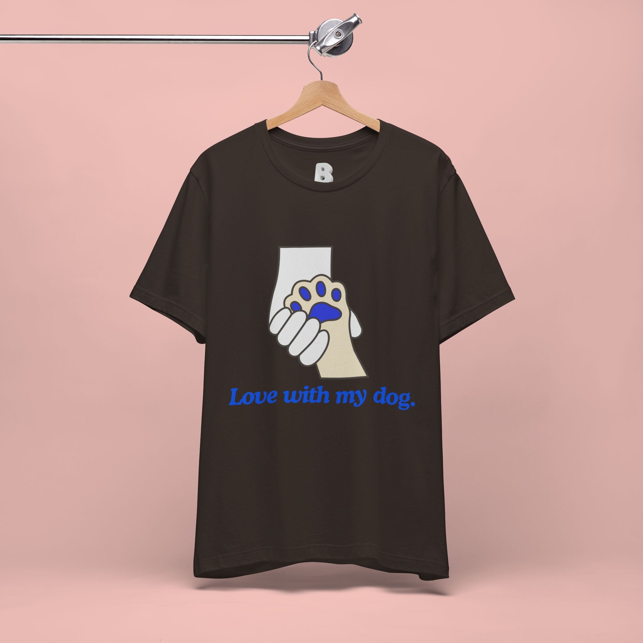 Dog Lover T-Shirt — "Love with my dog." Paw Print Graphic