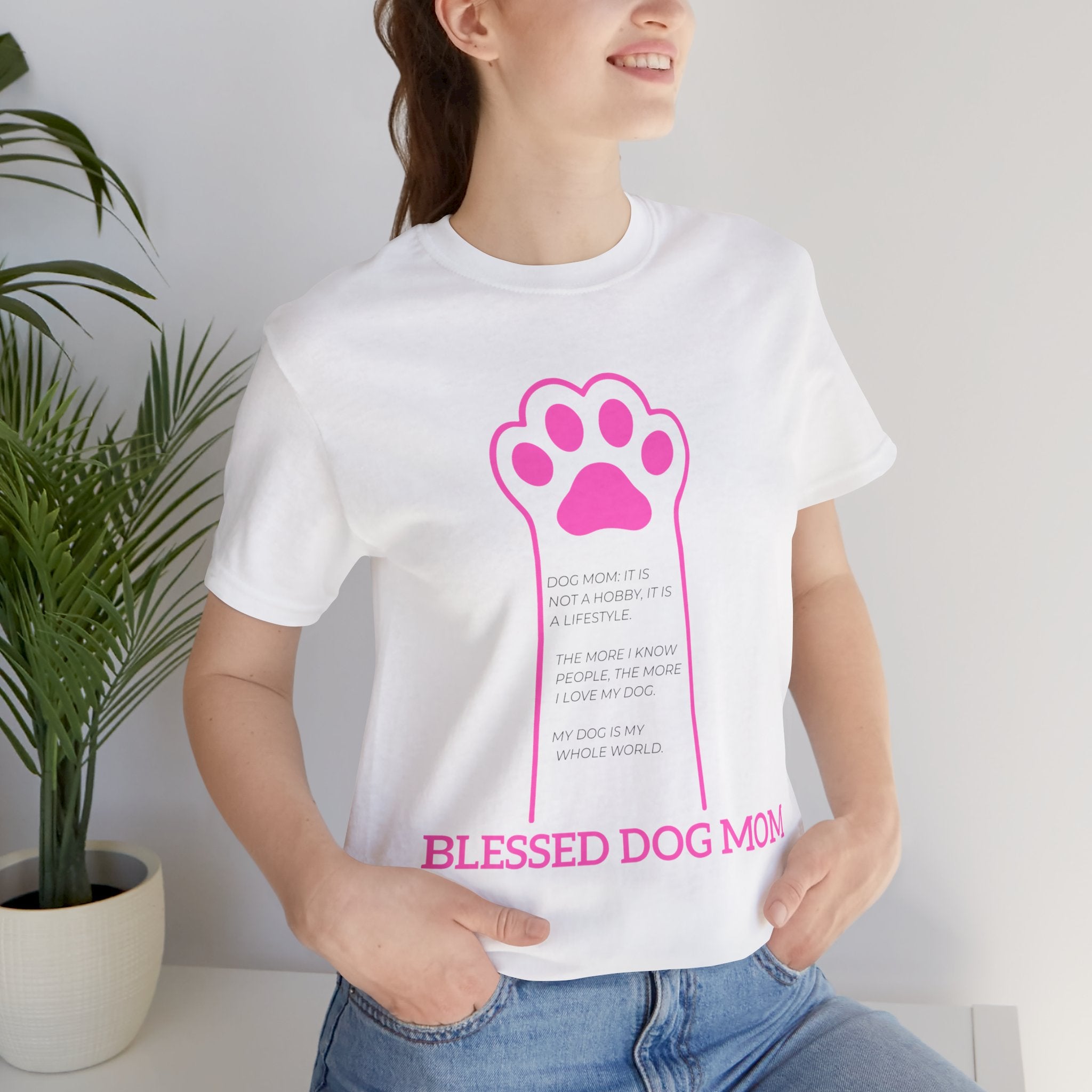Blessed Dog Mom T-Shirt — Pink Paw Graphic Tee