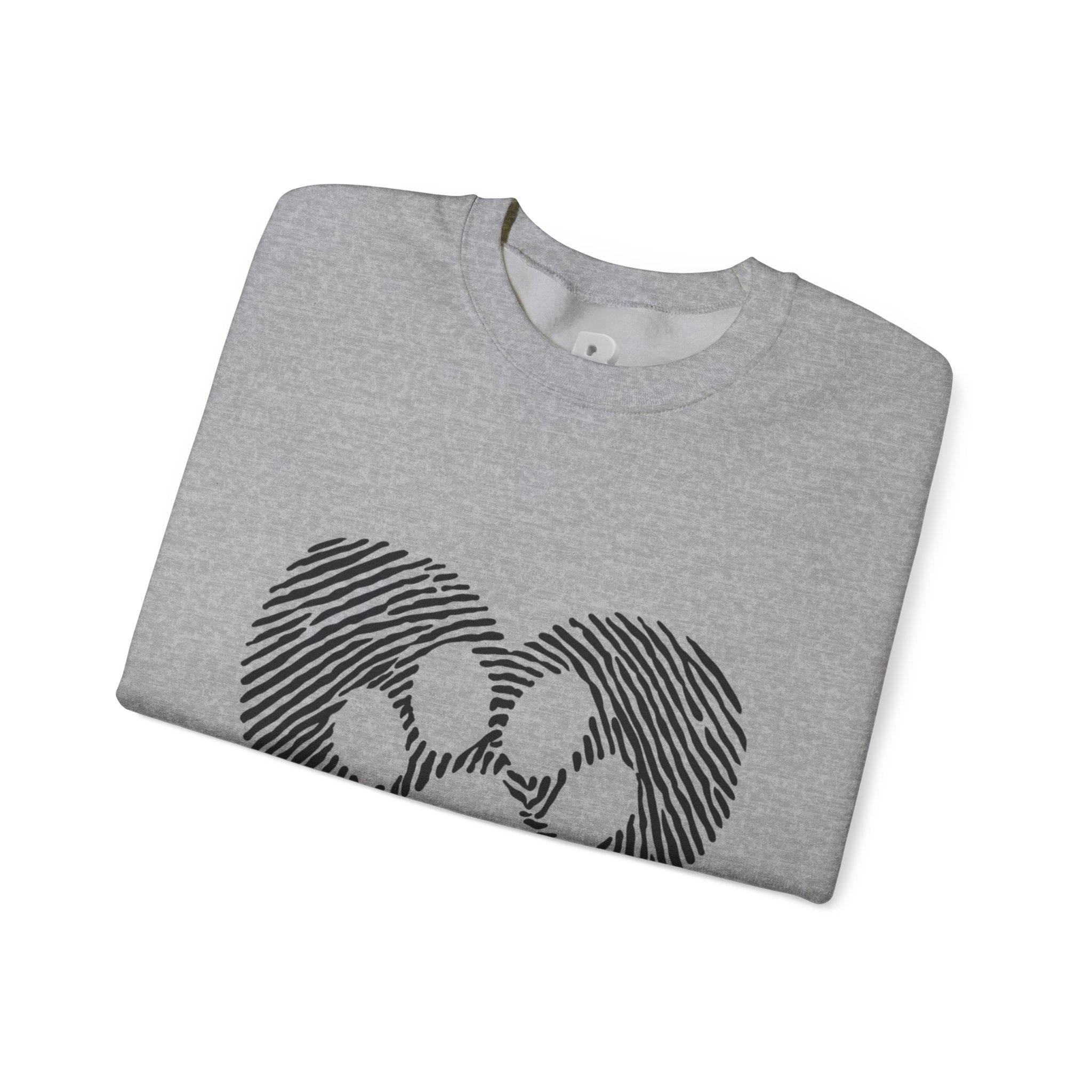 Fingerprint Heart Crewneck Sweatshirt — Panda Paw Love Graphic