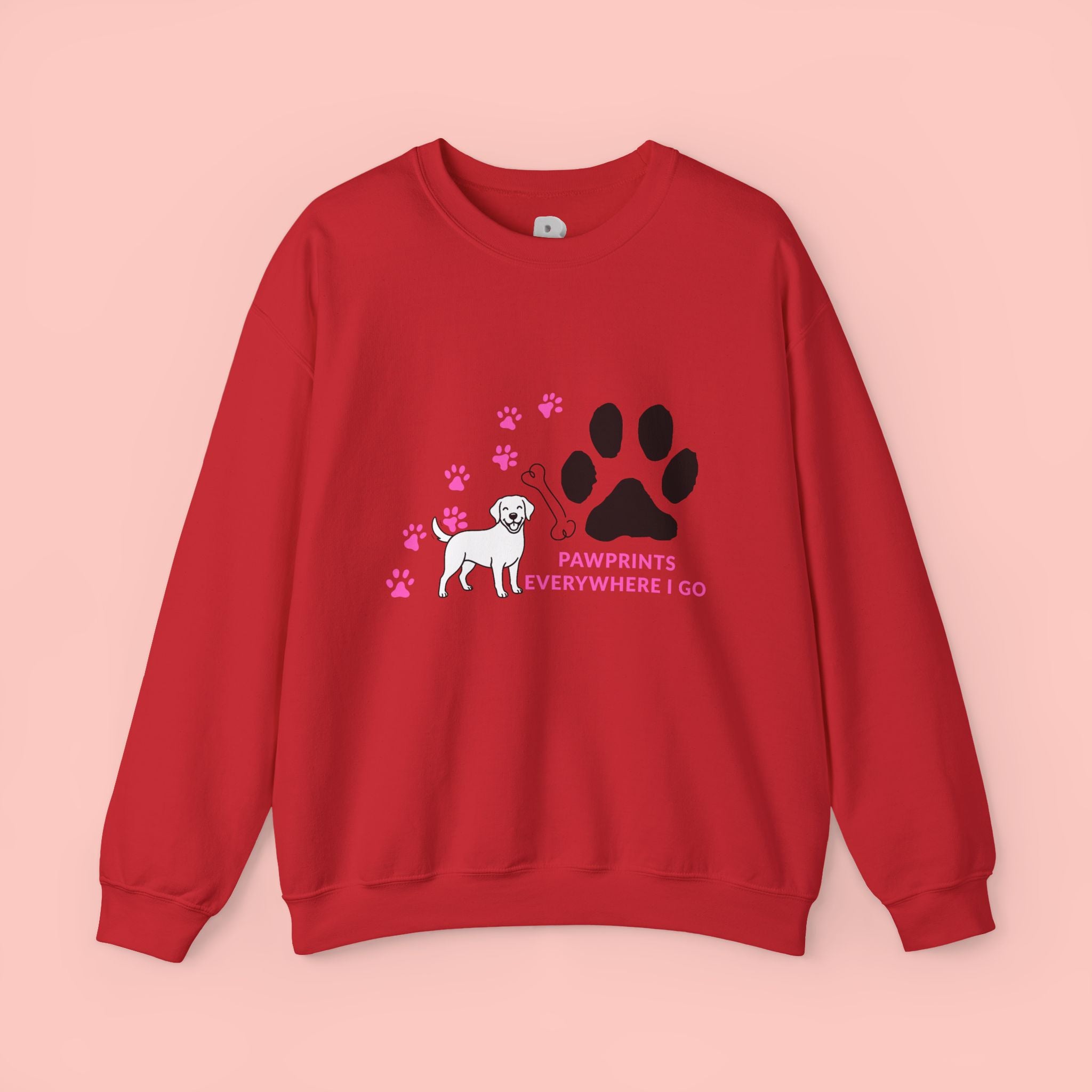 Crewneck Sweatshirt — "Pawprints Everywhere I Go" Dog Lover Graphic