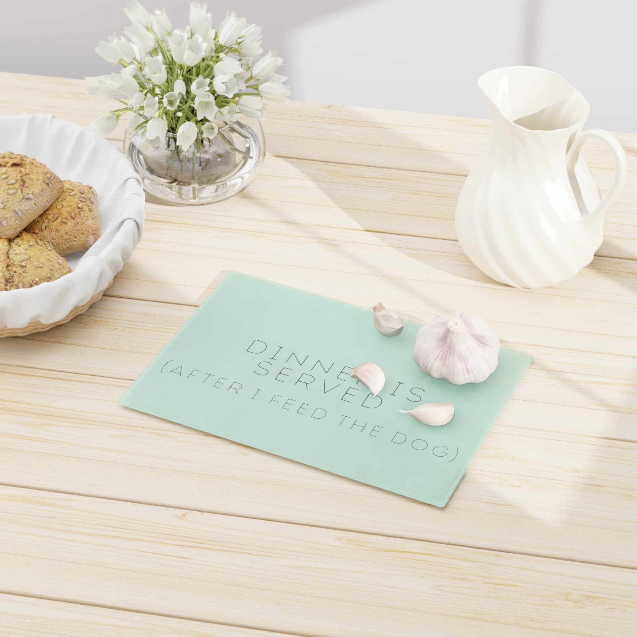 Cutting Board — 'Dinner Is Served (After I Feed The Dog)' Engraved Kitchen Board