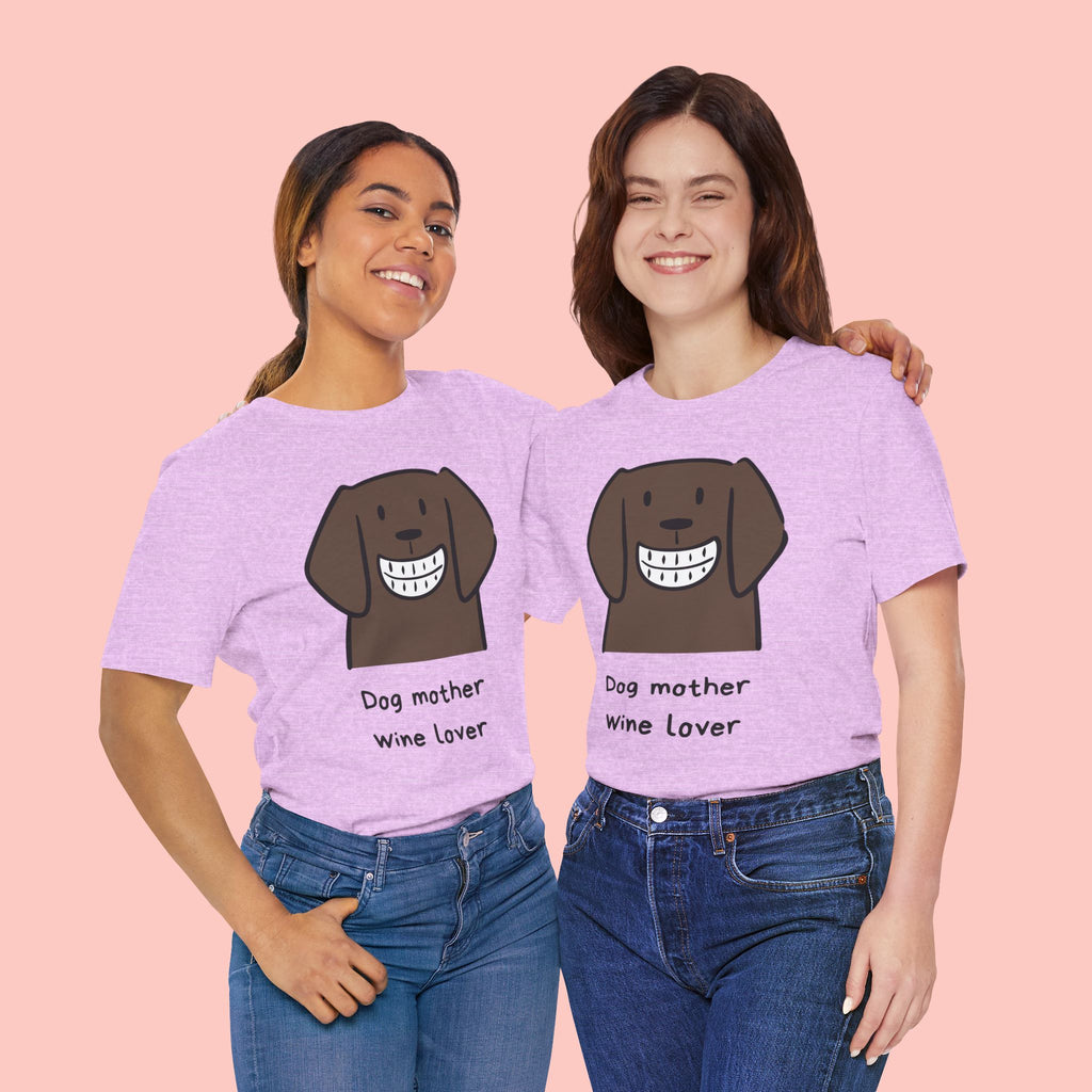 Dog Mother Wine Lover T-Shirt — Cute Cartoon Dog Graphic Tee