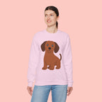 Cute Brown Puppy Sweatshirt — Cartoon Dachshund Crewneck for Dog Lovers