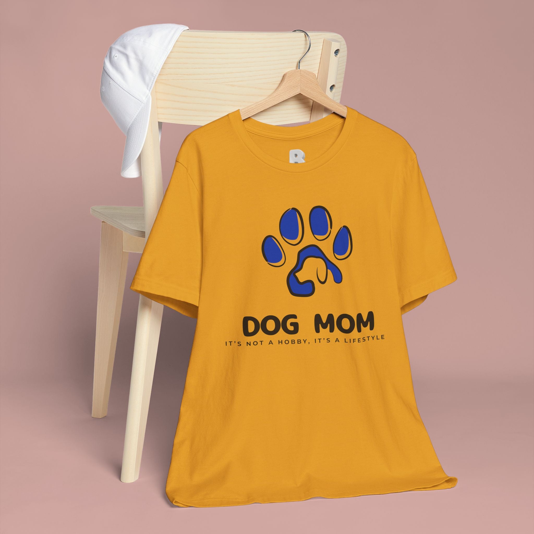 Dog Mom T-Shirt – Blue Paw Graphic "Dog Mom: It's Not a Hobby, It's a Lifestyle"