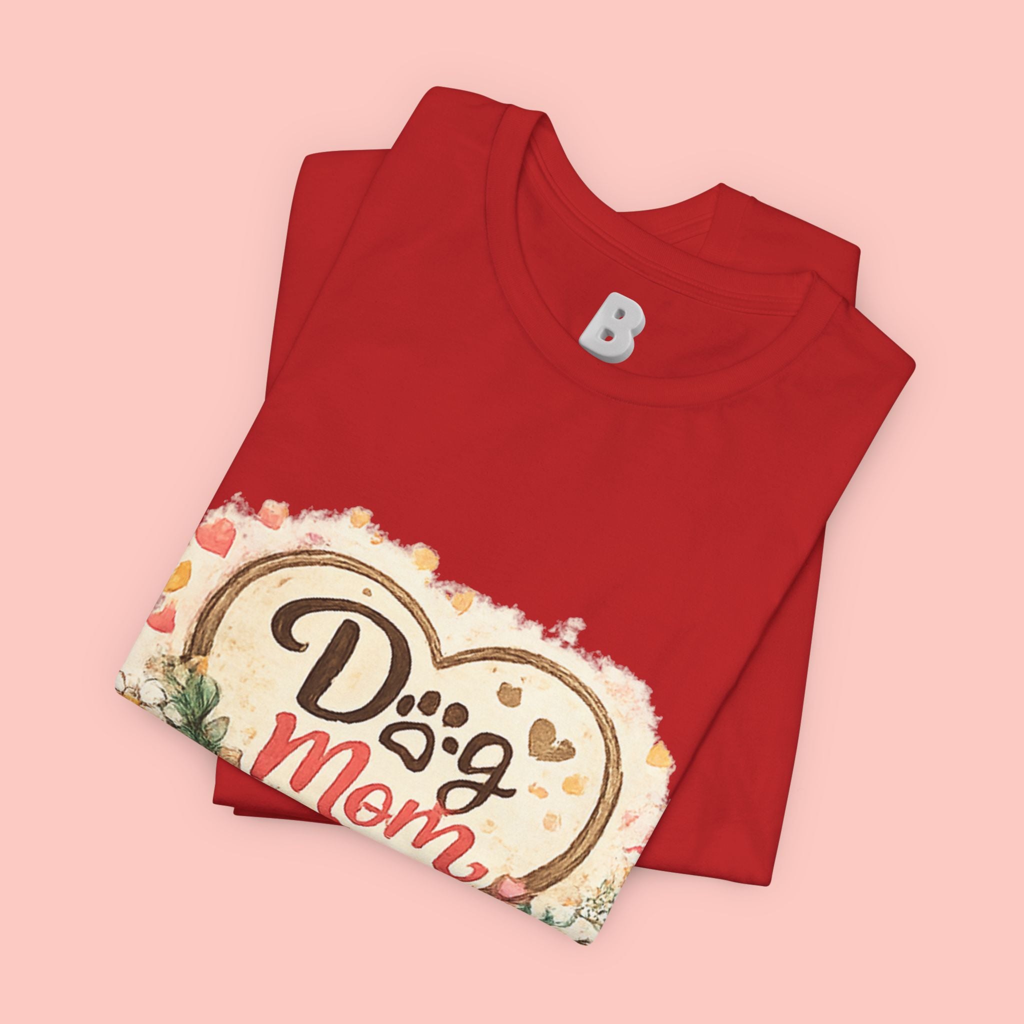 Dog Mom T-Shirt – Floral Heart Paw Design