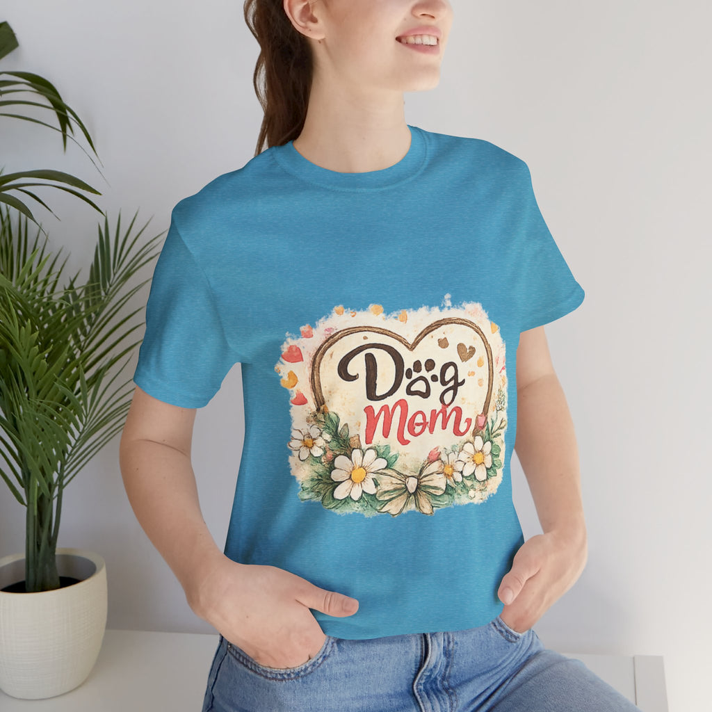 Dog Mom T-Shirt – Floral Paw Heart Graphic Tee